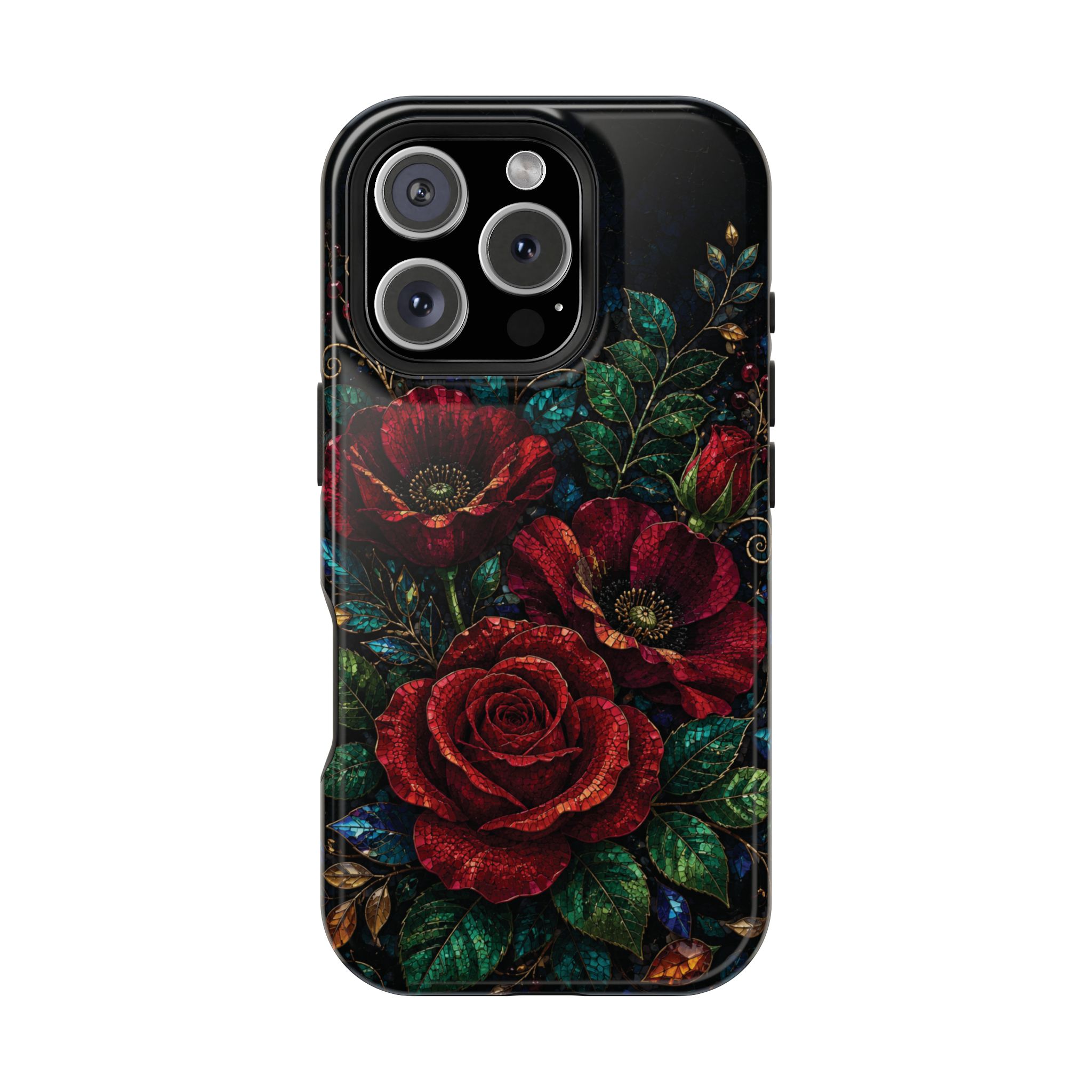 Midnight Rose Mosaic Magnetic Tough Phone Case. Gothic Floral MagSafe® Case for iPhone and Samsung - Image 85