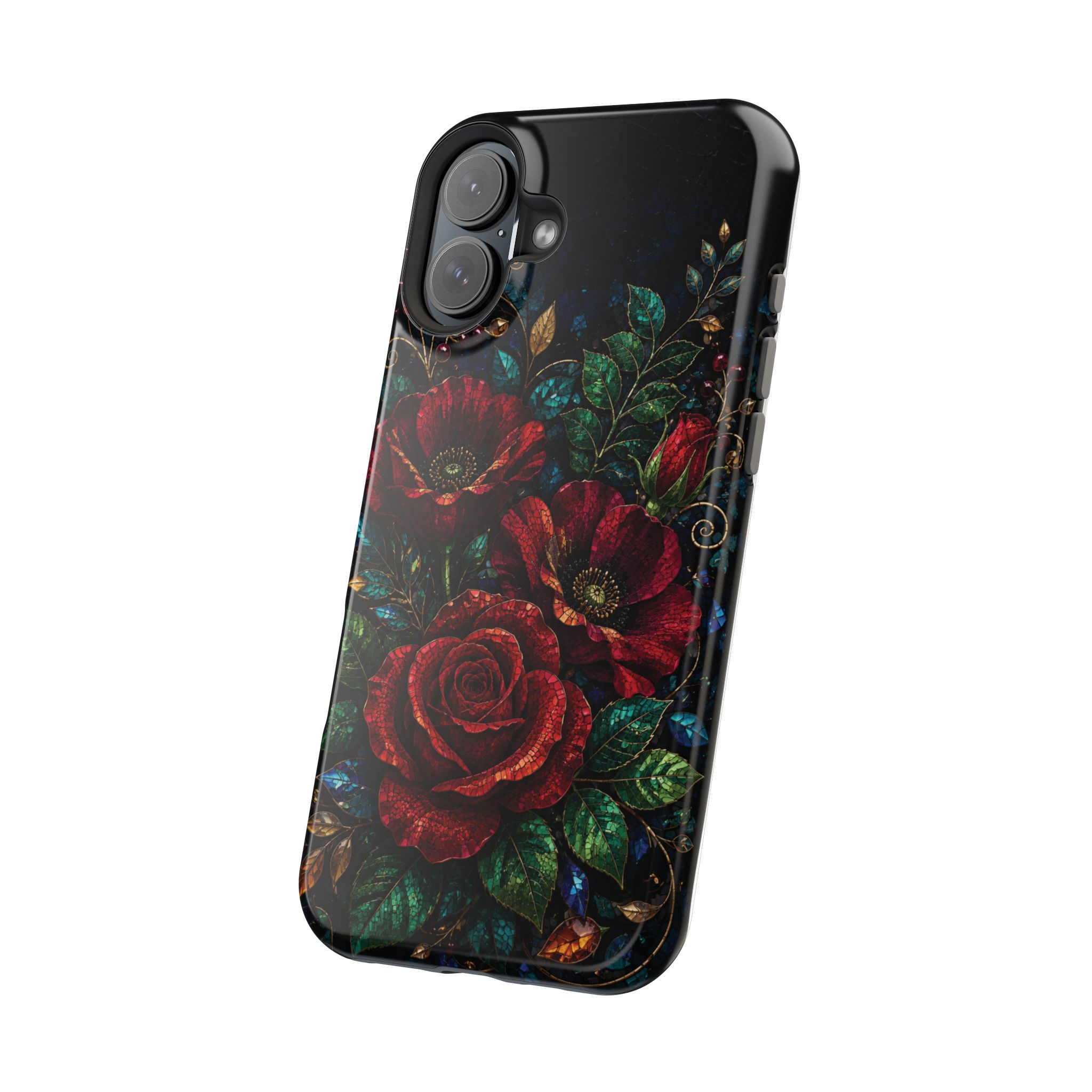 Midnight Rose Mosaic Magnetic Tough Phone Case. Gothic Floral MagSafe® Case for iPhone and Samsung - Image 78