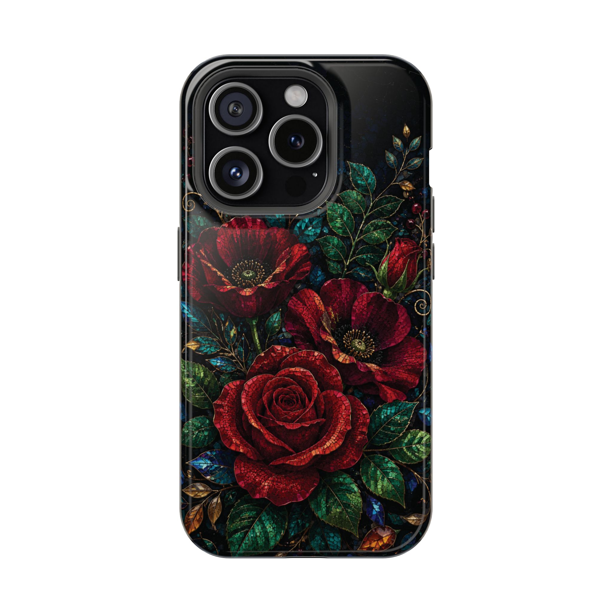 Midnight Rose Mosaic Magnetic Tough Phone Case. Gothic Floral MagSafe® Case for iPhone and Samsung - Image 45