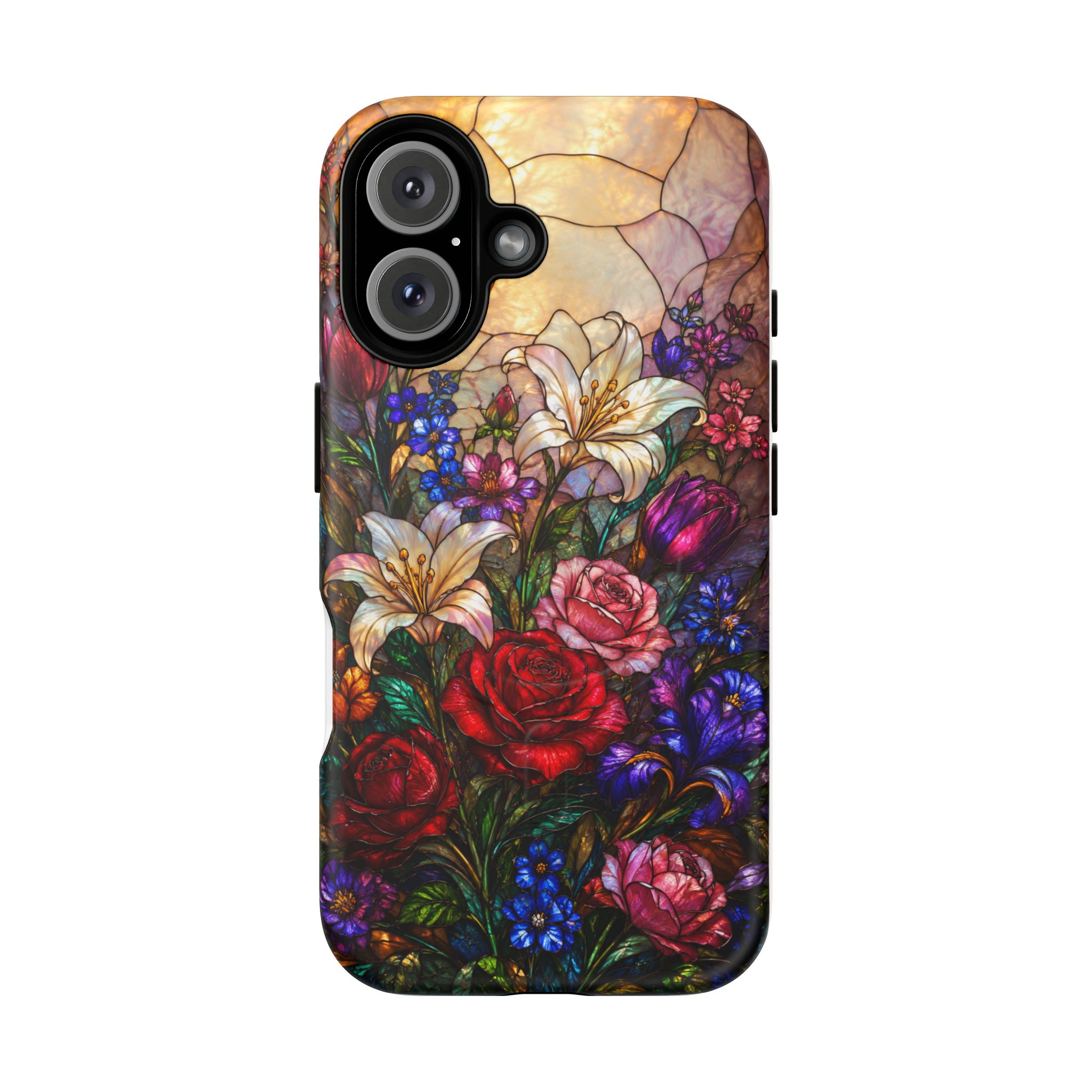 Stained Glass Garden Magnetic Tough Phone Case, Floral Roses & Lilies Case for iPhone and Samsung - Image 40
