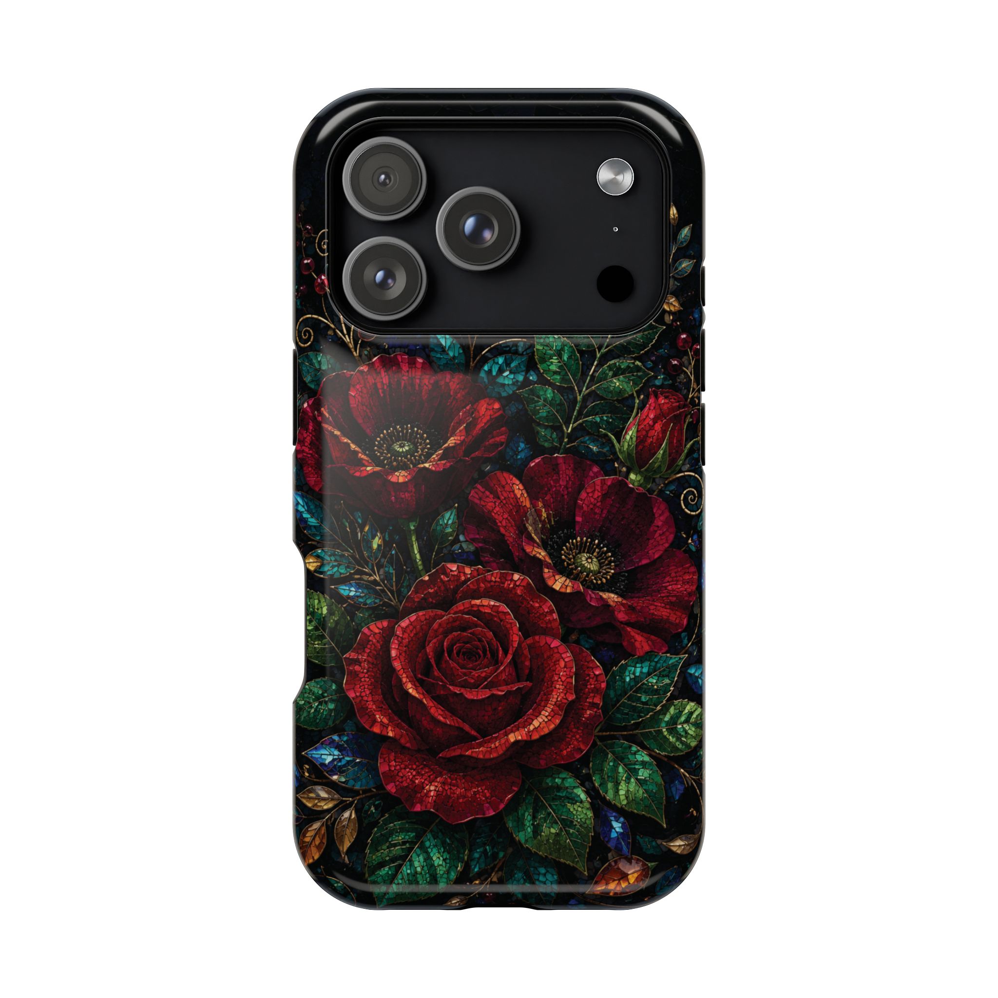 Midnight Rose Mosaic Magnetic Tough Phone Case. Gothic Floral MagSafe® Case for iPhone and Samsung - Image 103