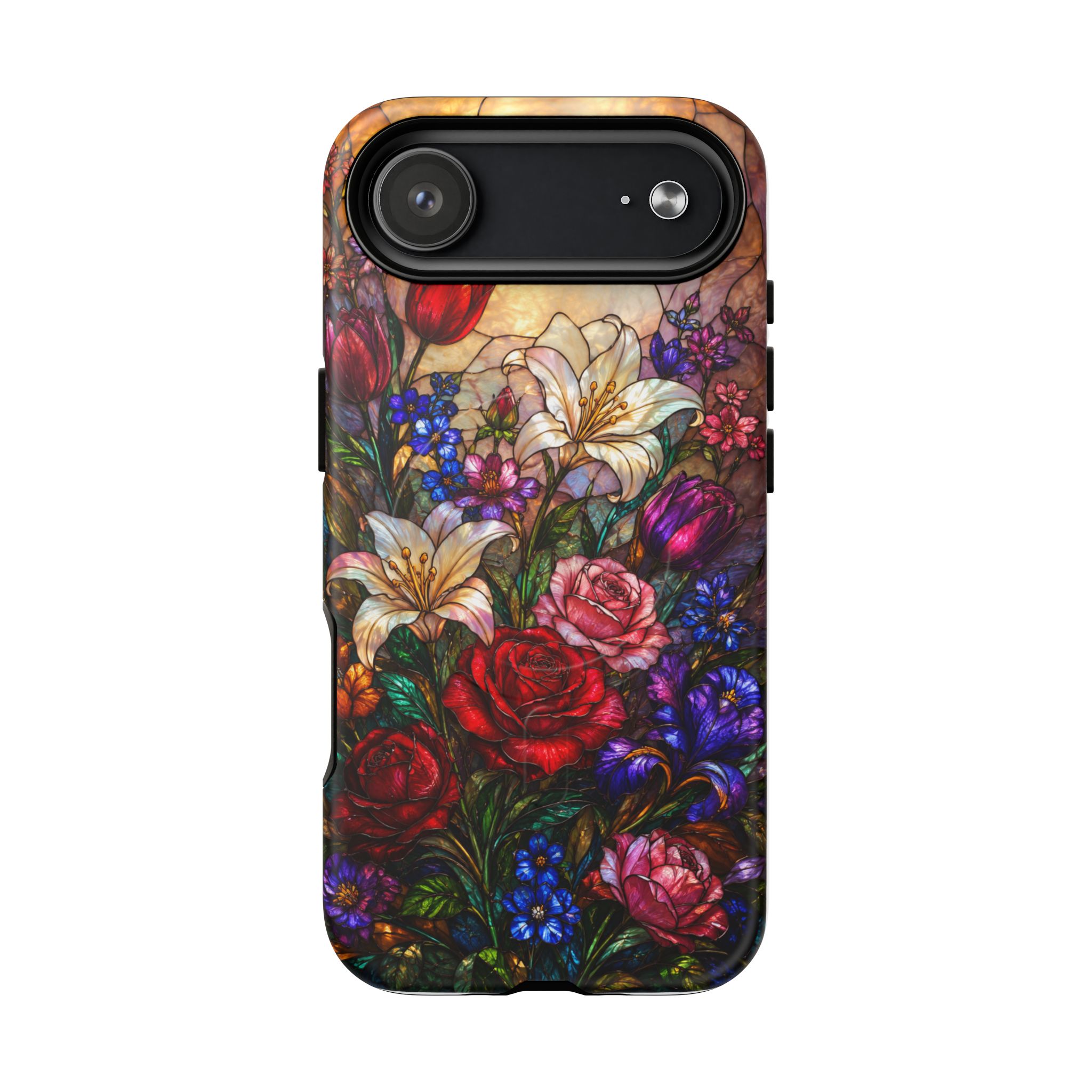 Stained Glass Garden Magnetic Tough Phone Case, Floral Roses & Lilies Case for iPhone and Samsung - Image 55