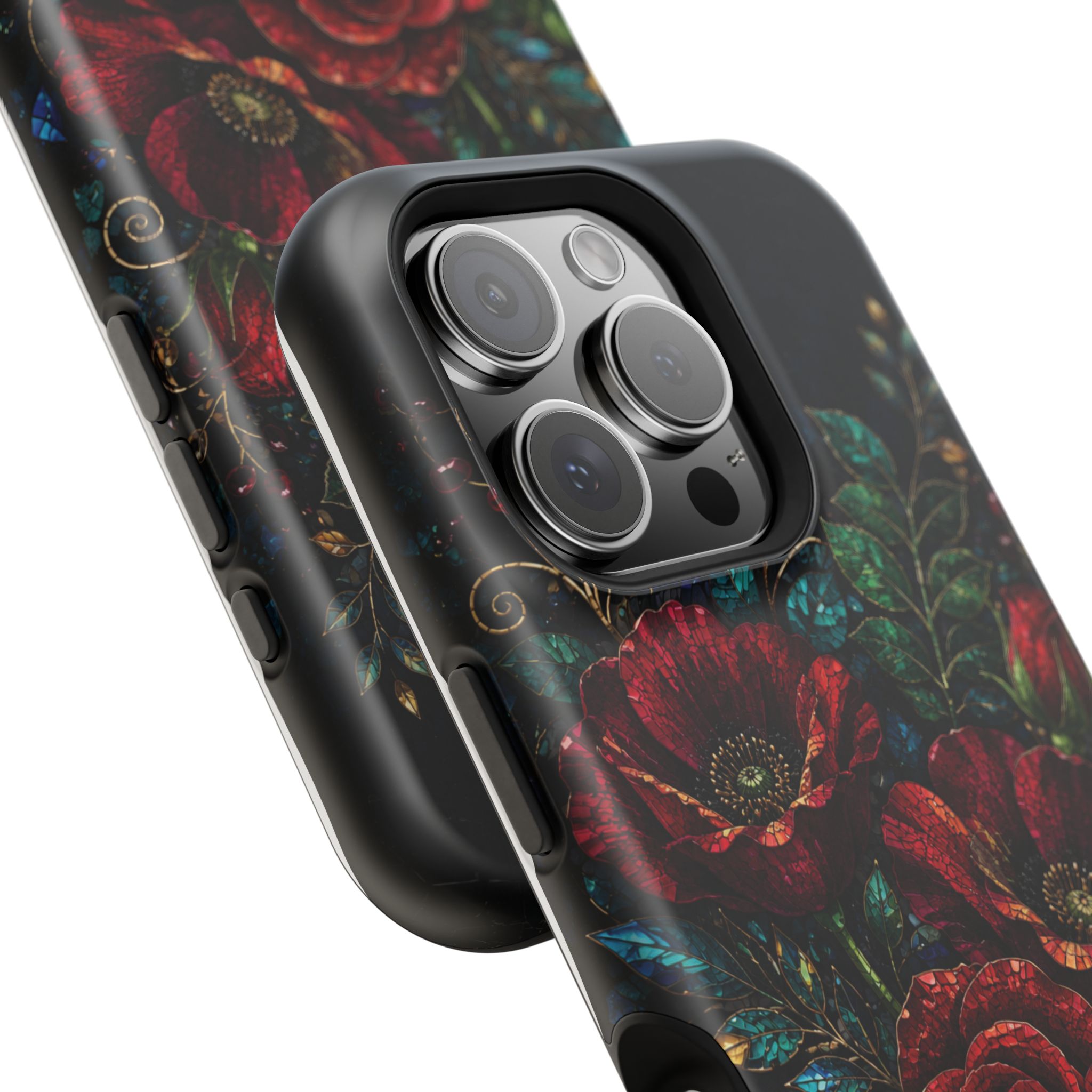 Midnight Rose Mosaic Magnetic Tough Phone Case. Gothic Floral MagSafe® Case for iPhone and Samsung - Image 91