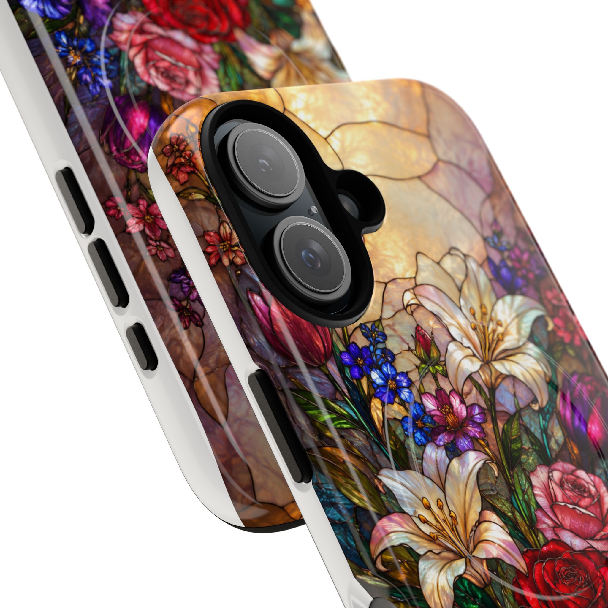 Stained Glass Garden Magnetic Tough Phone Case, Floral Roses & Lilies Case for iPhone and Samsung - Image 38