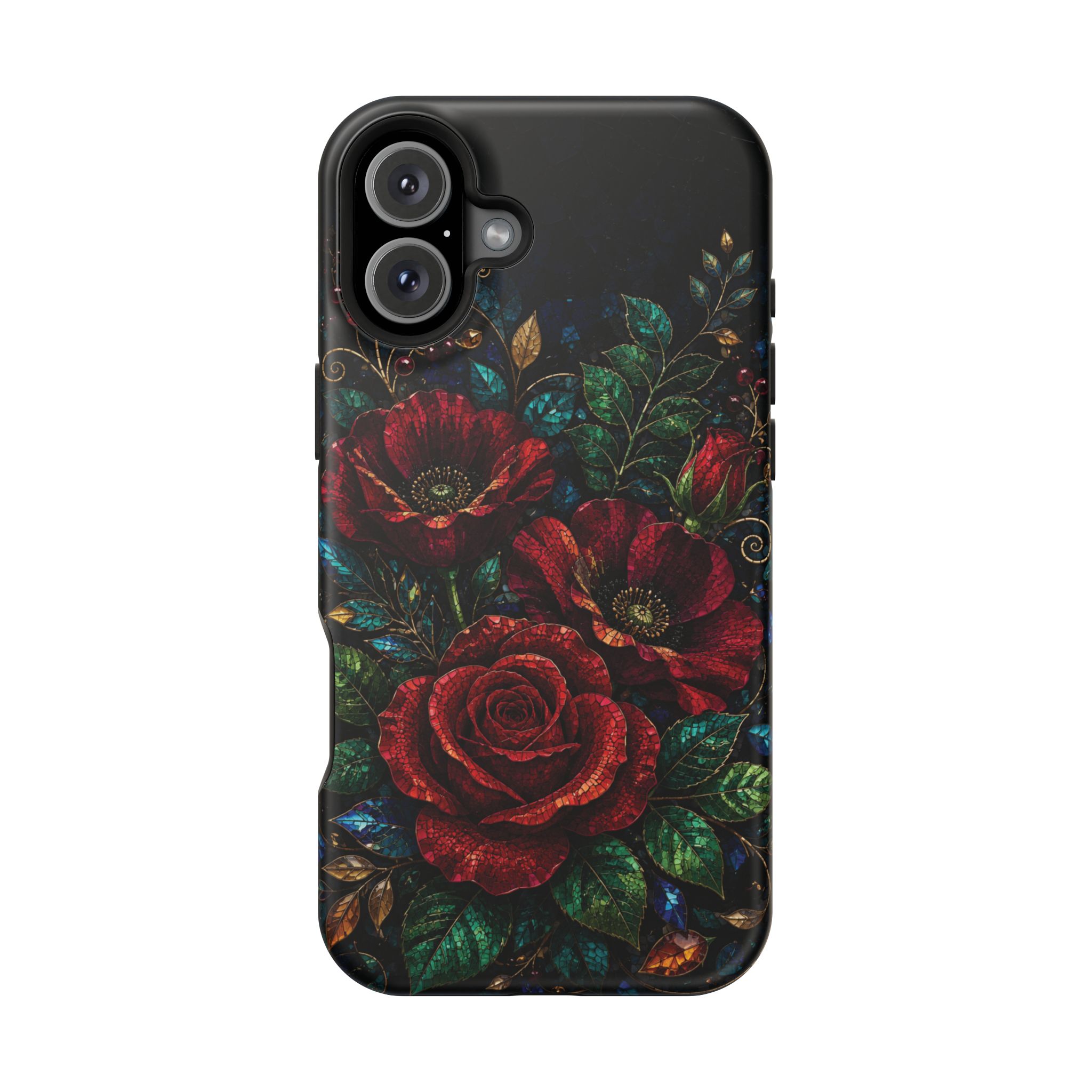 Midnight Rose Mosaic Magnetic Tough Phone Case. Gothic Floral MagSafe® Case for iPhone and Samsung - Image 81