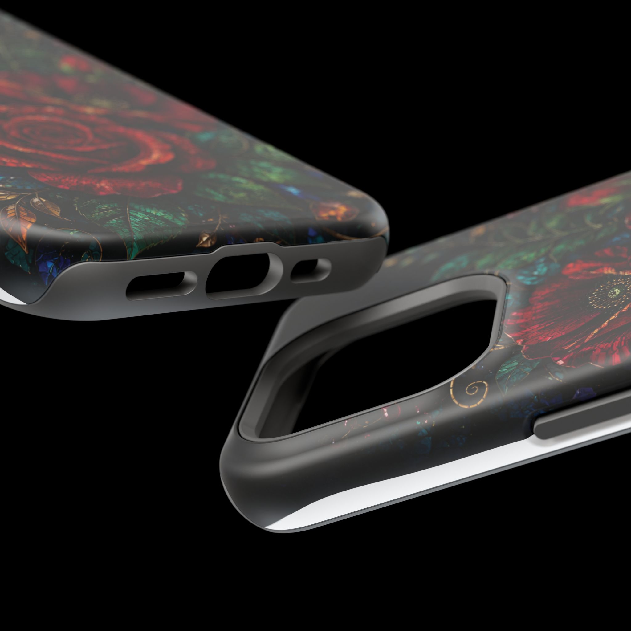 Midnight Rose Mosaic Magnetic Tough Phone Case. Gothic Floral MagSafe® Case for iPhone and Samsung - Image 51
