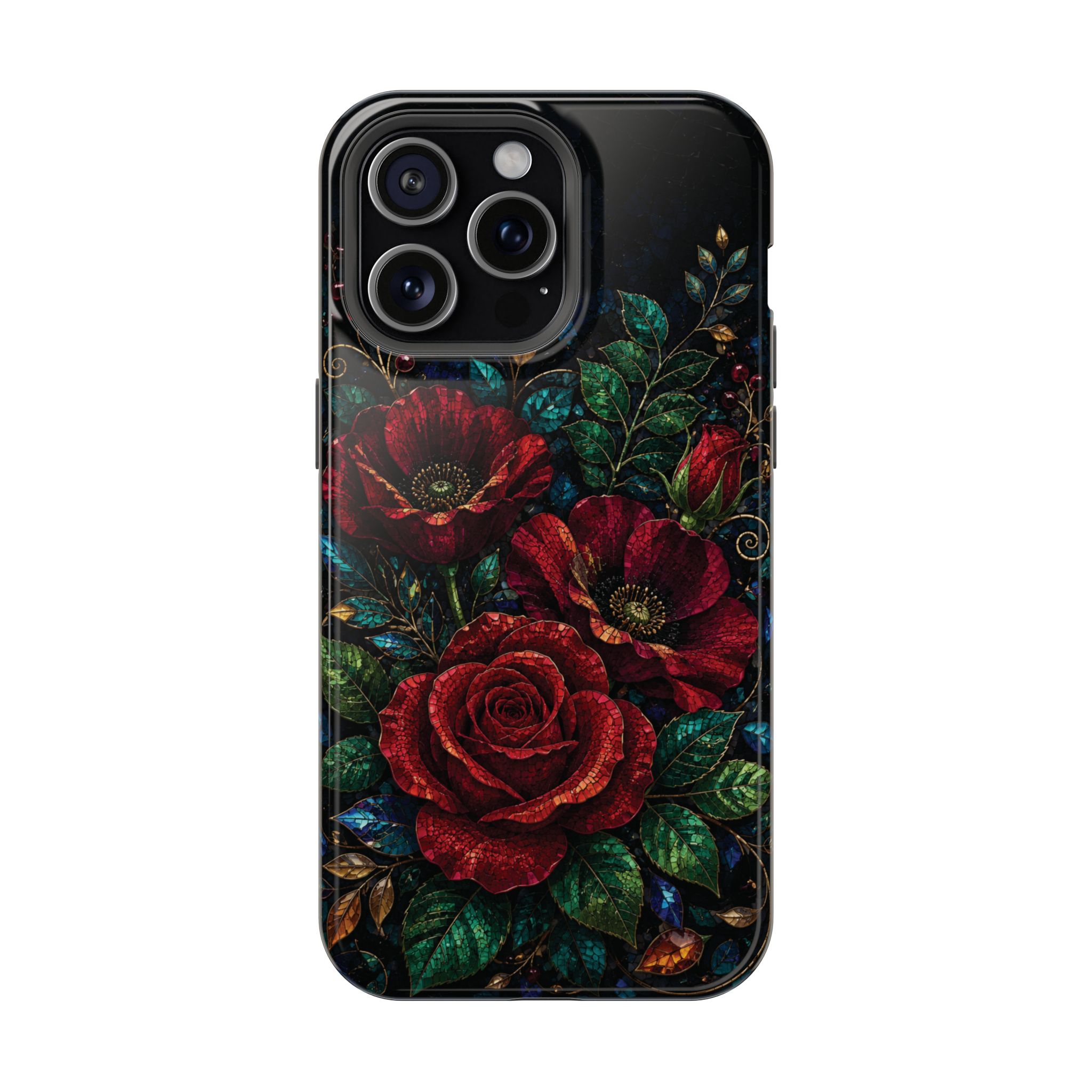 Midnight Rose Mosaic Magnetic Tough Phone Case. Gothic Floral MagSafe® Case for iPhone and Samsung - Image 61