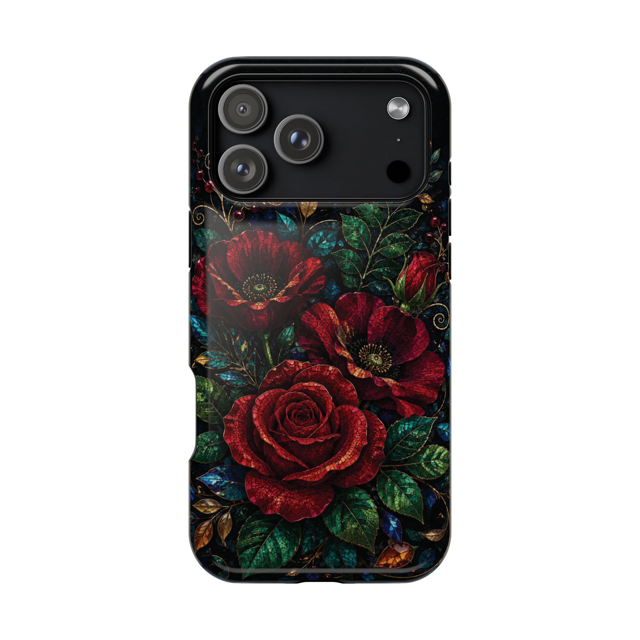 Midnight Rose Mosaic Magnetic Tough Phone Case. Gothic Floral MagSafe® Case for iPhone and Samsung - Image 105