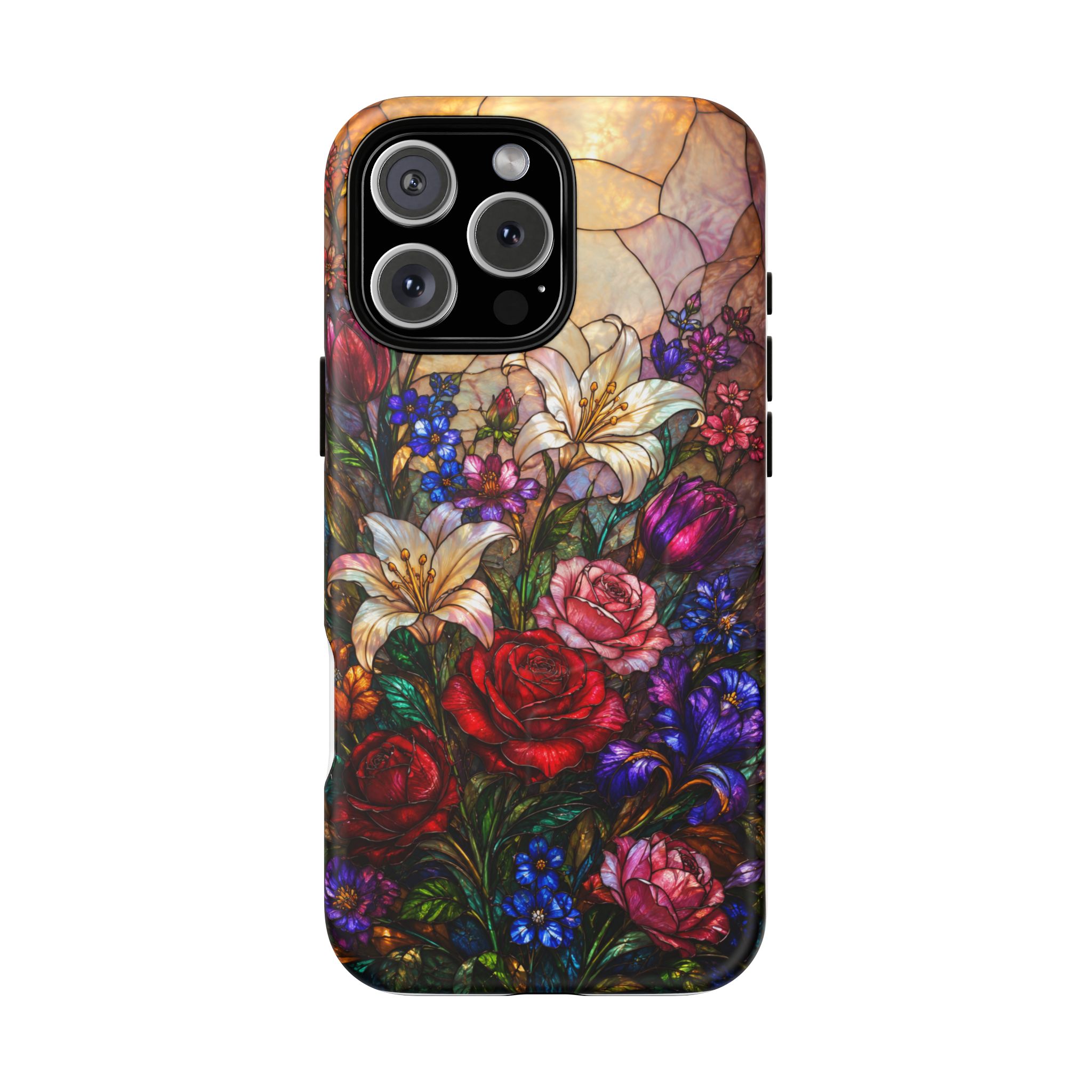 Stained Glass Garden Magnetic Tough Phone Case, Floral Roses & Lilies Case for iPhone and Samsung - Image 34