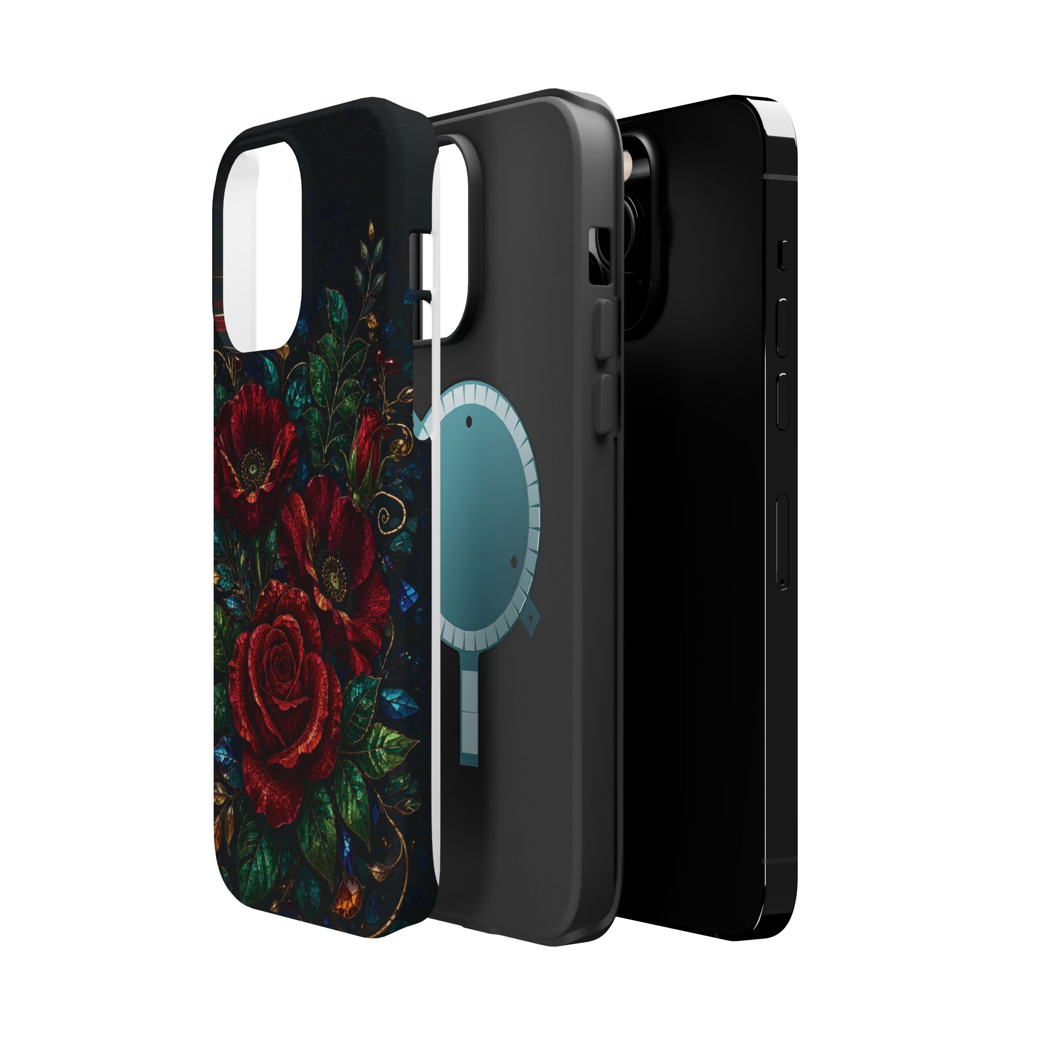 Midnight Rose Mosaic Magnetic Tough Phone Case. Gothic Floral MagSafe® Case for iPhone and Samsung - Image 34