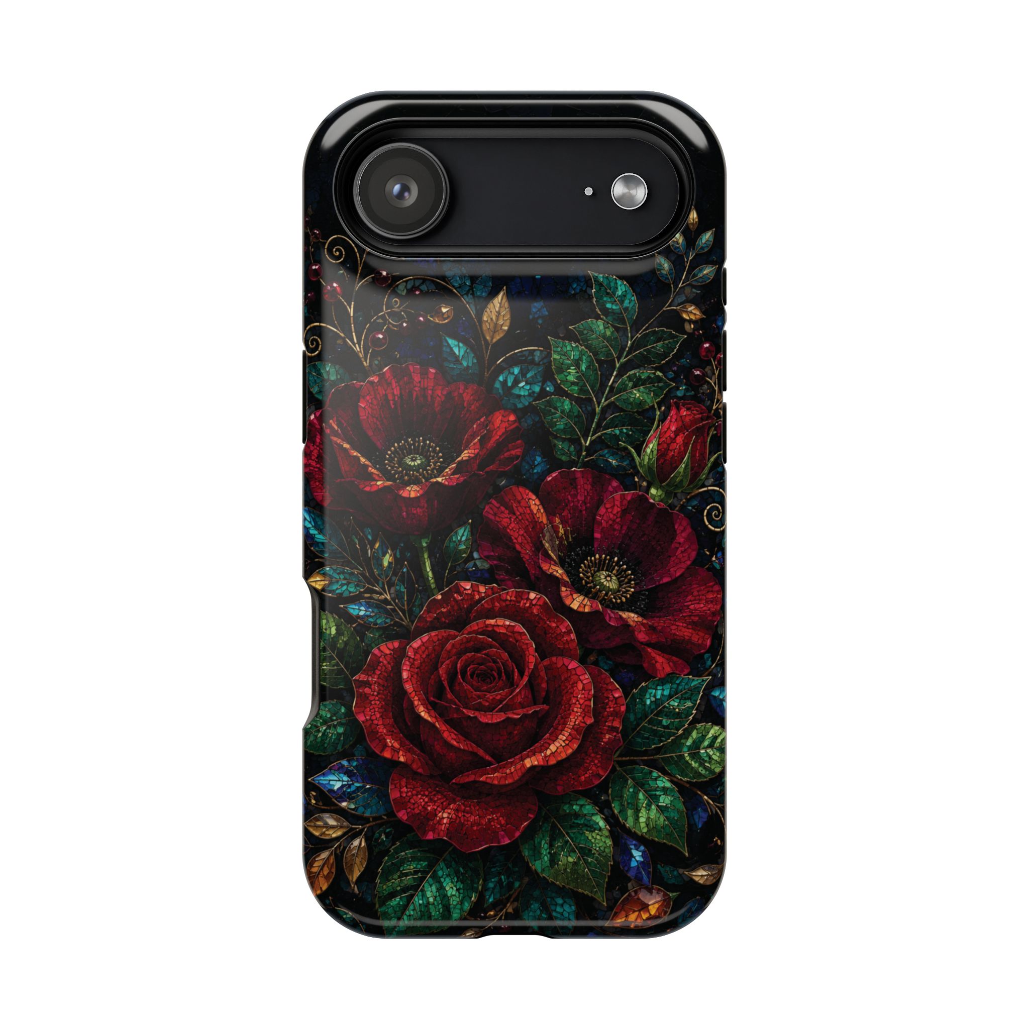 Midnight Rose Mosaic Magnetic Tough Phone Case. Gothic Floral MagSafe® Case for iPhone and Samsung - Image 101