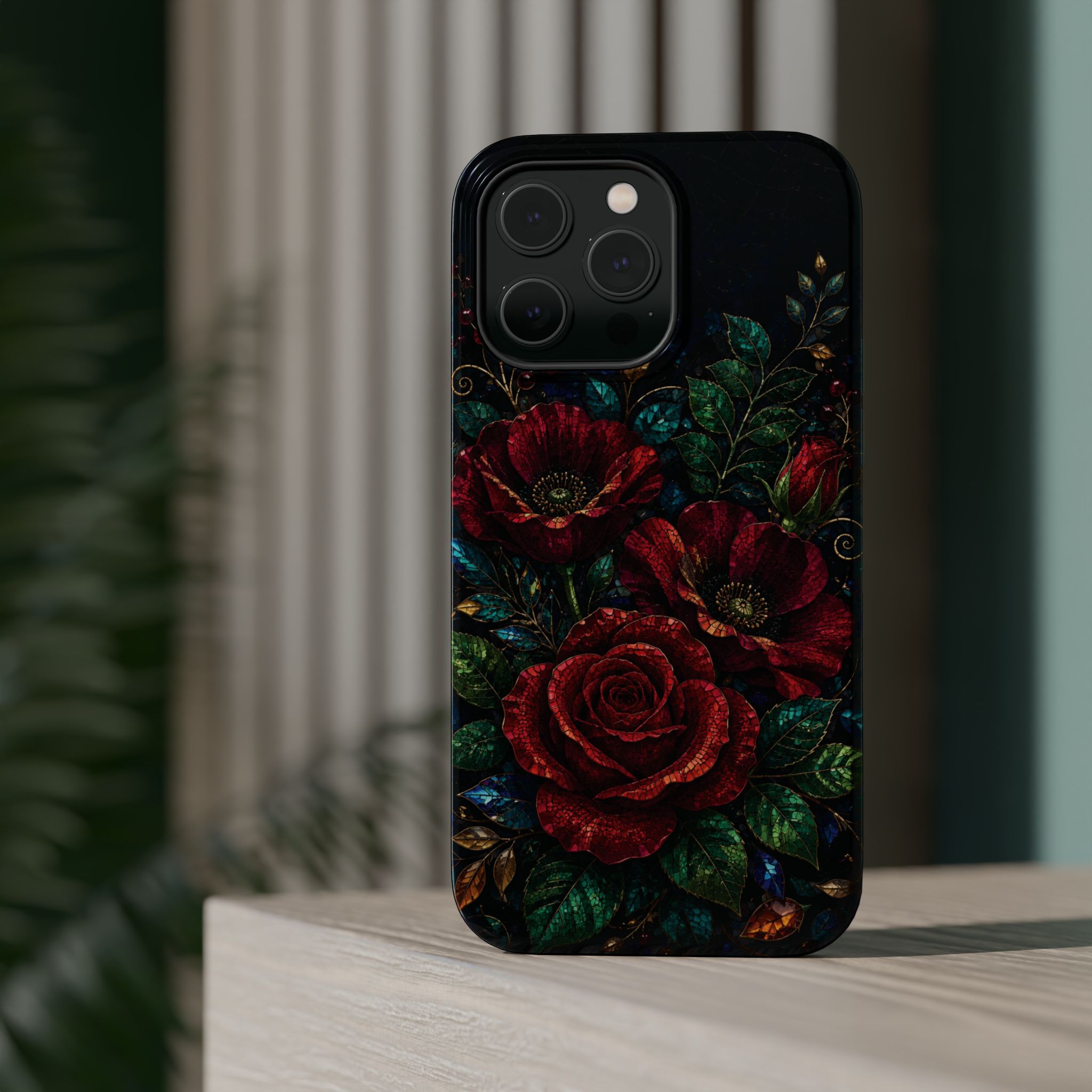 Midnight Rose Mosaic Magnetic Tough Phone Case. Gothic Floral MagSafe® Case for iPhone and Samsung - Image 32