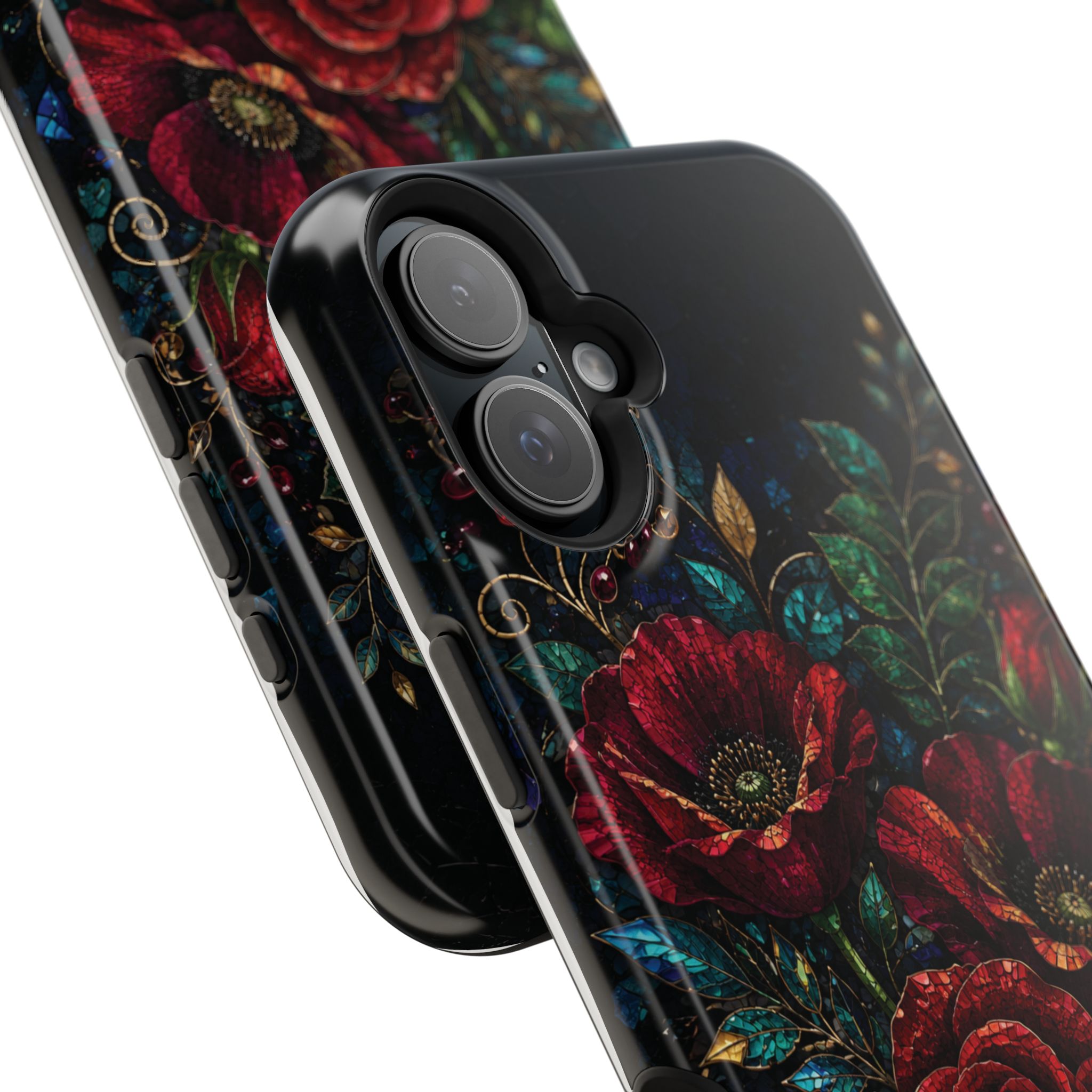 Midnight Rose Mosaic Magnetic Tough Phone Case. Gothic Floral MagSafe® Case for iPhone and Samsung - Image 79