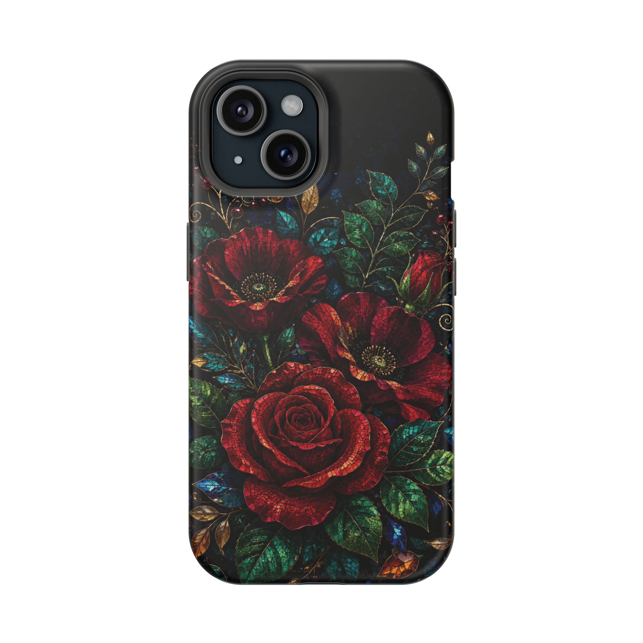 Midnight Rose Mosaic Magnetic Tough Phone Case. Gothic Floral MagSafe® Case for iPhone and Samsung - Image 41