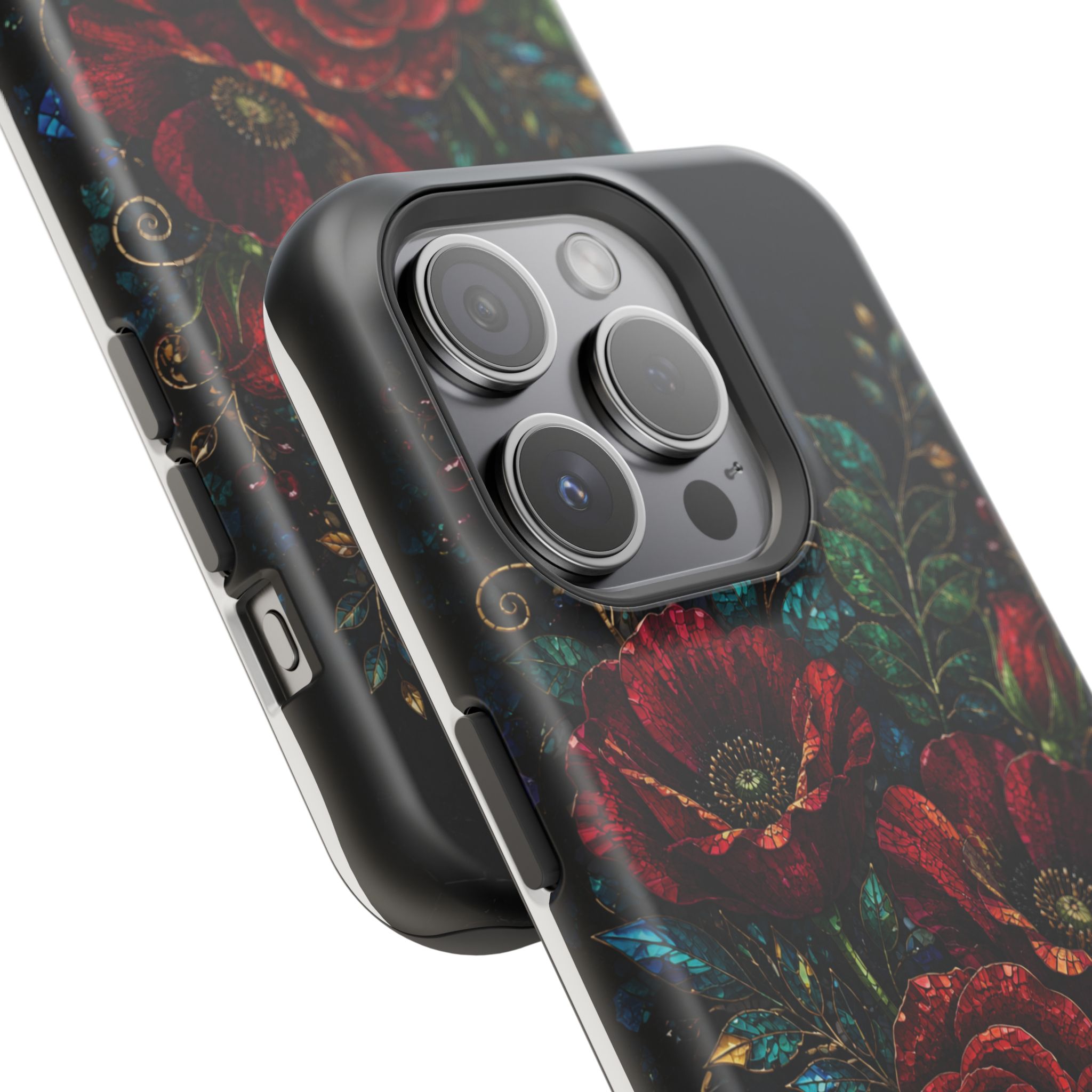 Midnight Rose Mosaic Magnetic Tough Phone Case. Gothic Floral MagSafe® Case for iPhone and Samsung - Image 50