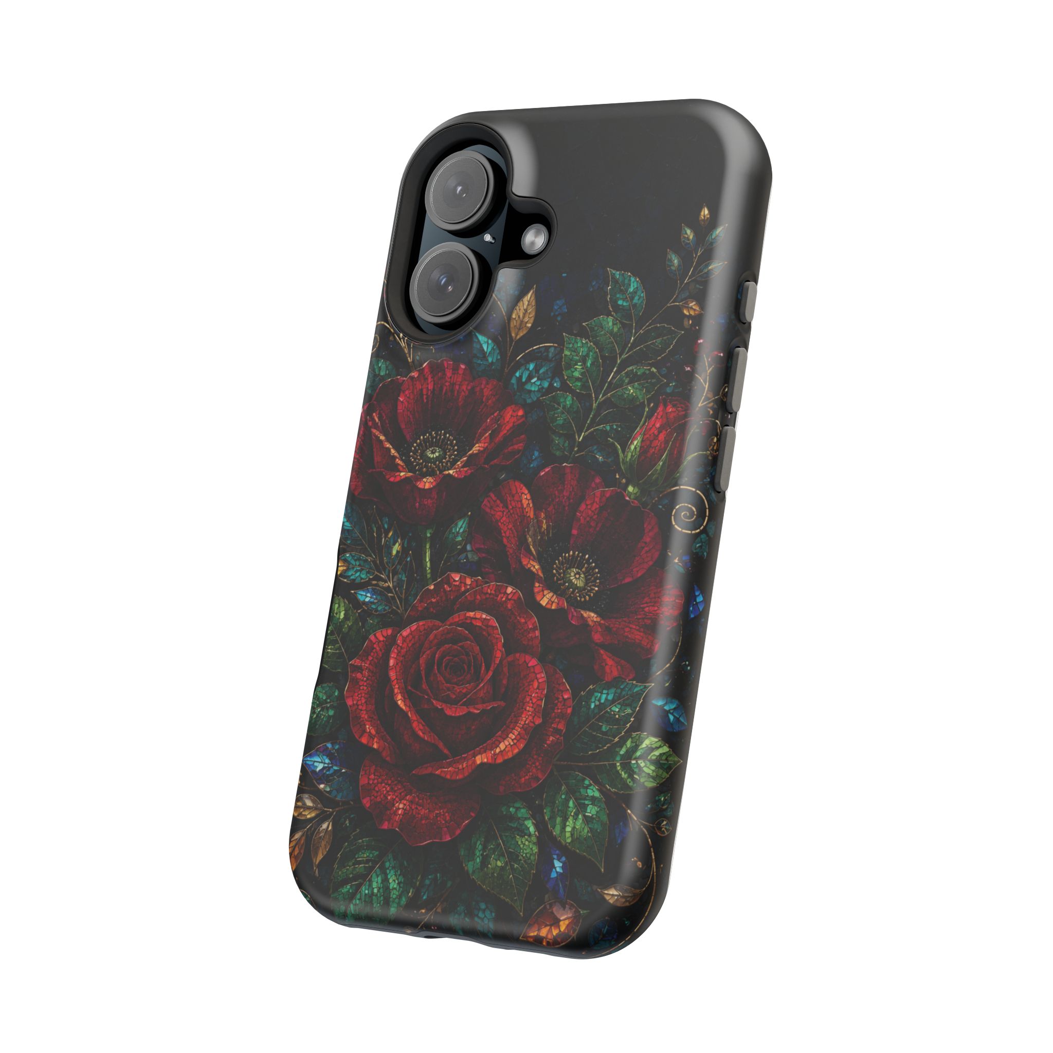 Midnight Rose Mosaic Magnetic Tough Phone Case. Gothic Floral MagSafe® Case for iPhone and Samsung - Image 74