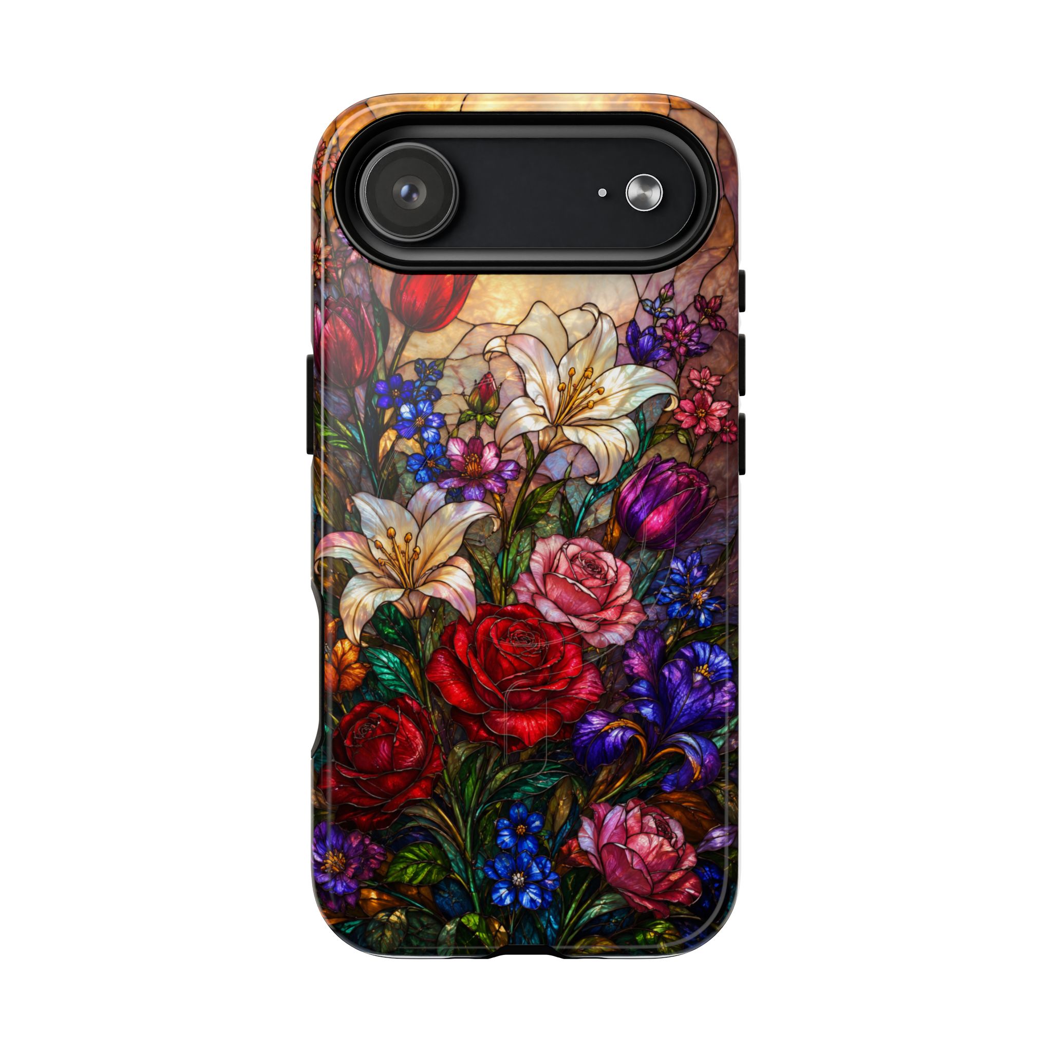 Stained Glass Garden Magnetic Tough Phone Case, Floral Roses & Lilies Case for iPhone and Samsung - Image 53