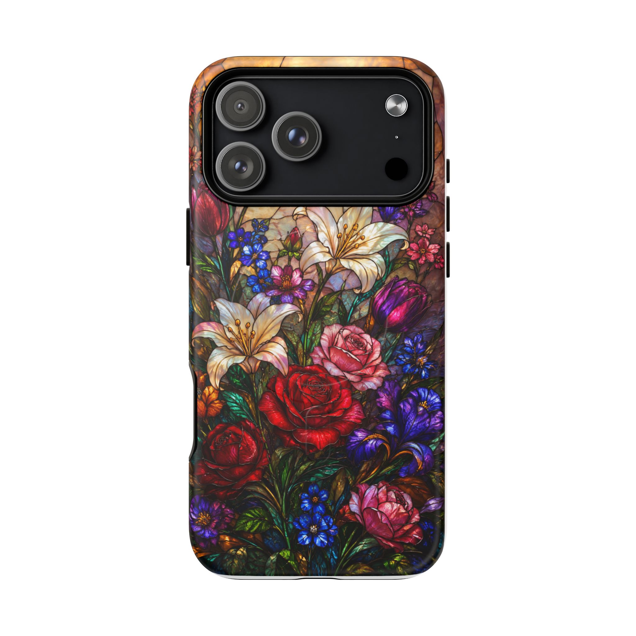 Stained Glass Garden Magnetic Tough Phone Case, Floral Roses & Lilies Case for iPhone and Samsung - Image 63