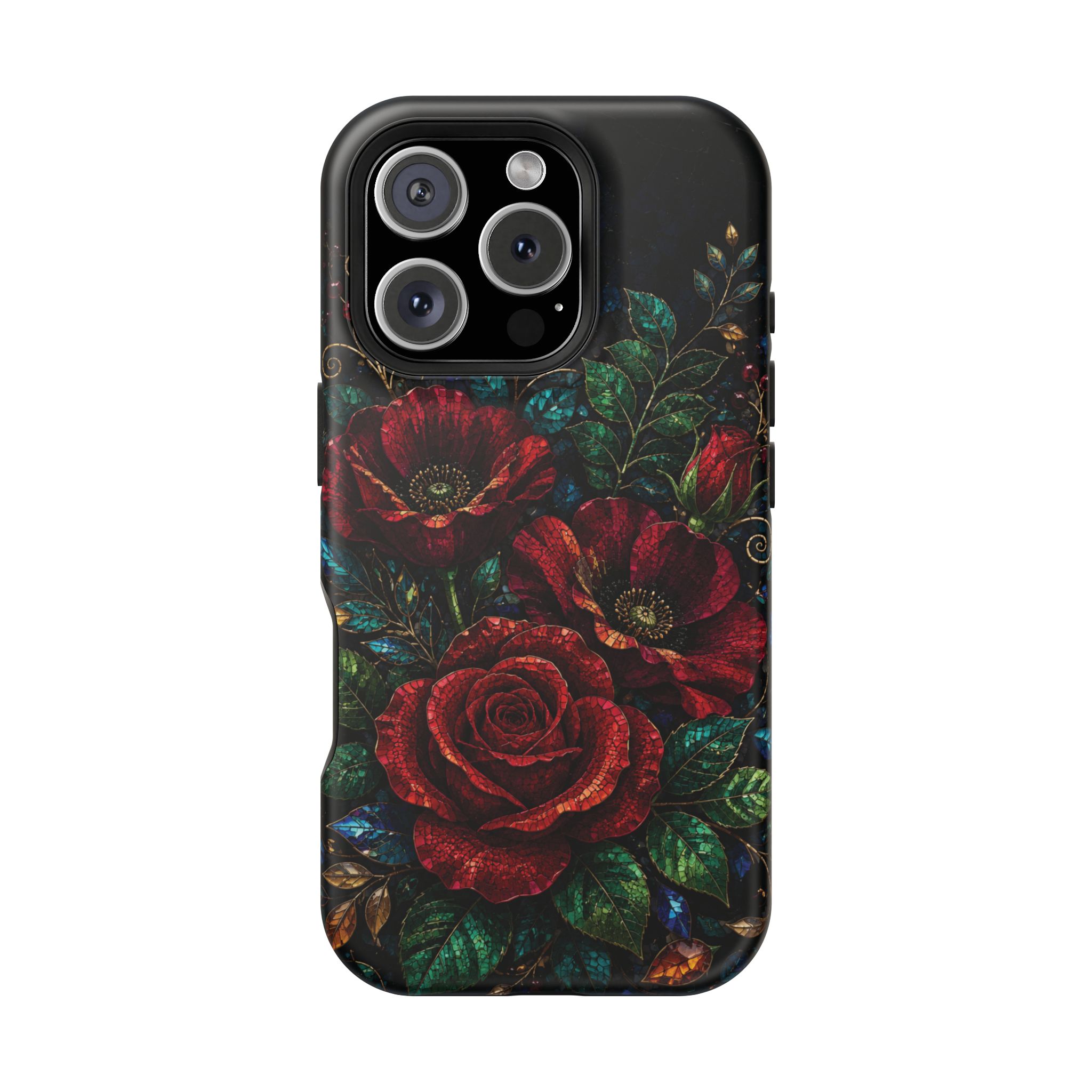 Midnight Rose Mosaic Magnetic Tough Phone Case. Gothic Floral MagSafe® Case for iPhone and Samsung - Image 89