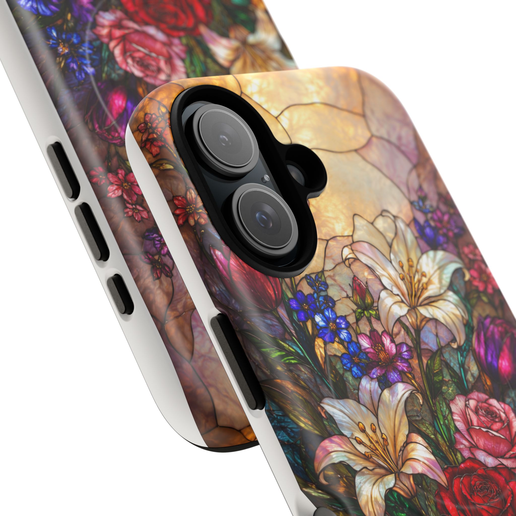 Stained Glass Garden Magnetic Tough Phone Case, Floral Roses & Lilies Case for iPhone and Samsung - Image 41