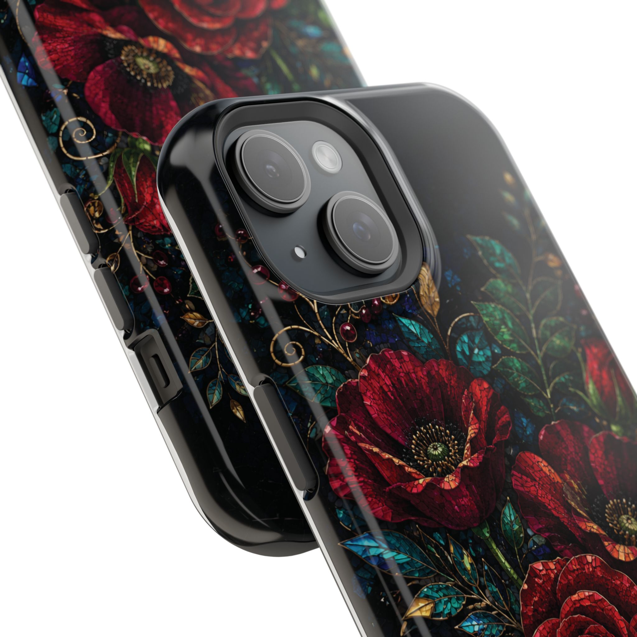 Midnight Rose Mosaic Magnetic Tough Phone Case. Gothic Floral MagSafe® Case for iPhone and Samsung - Image 38