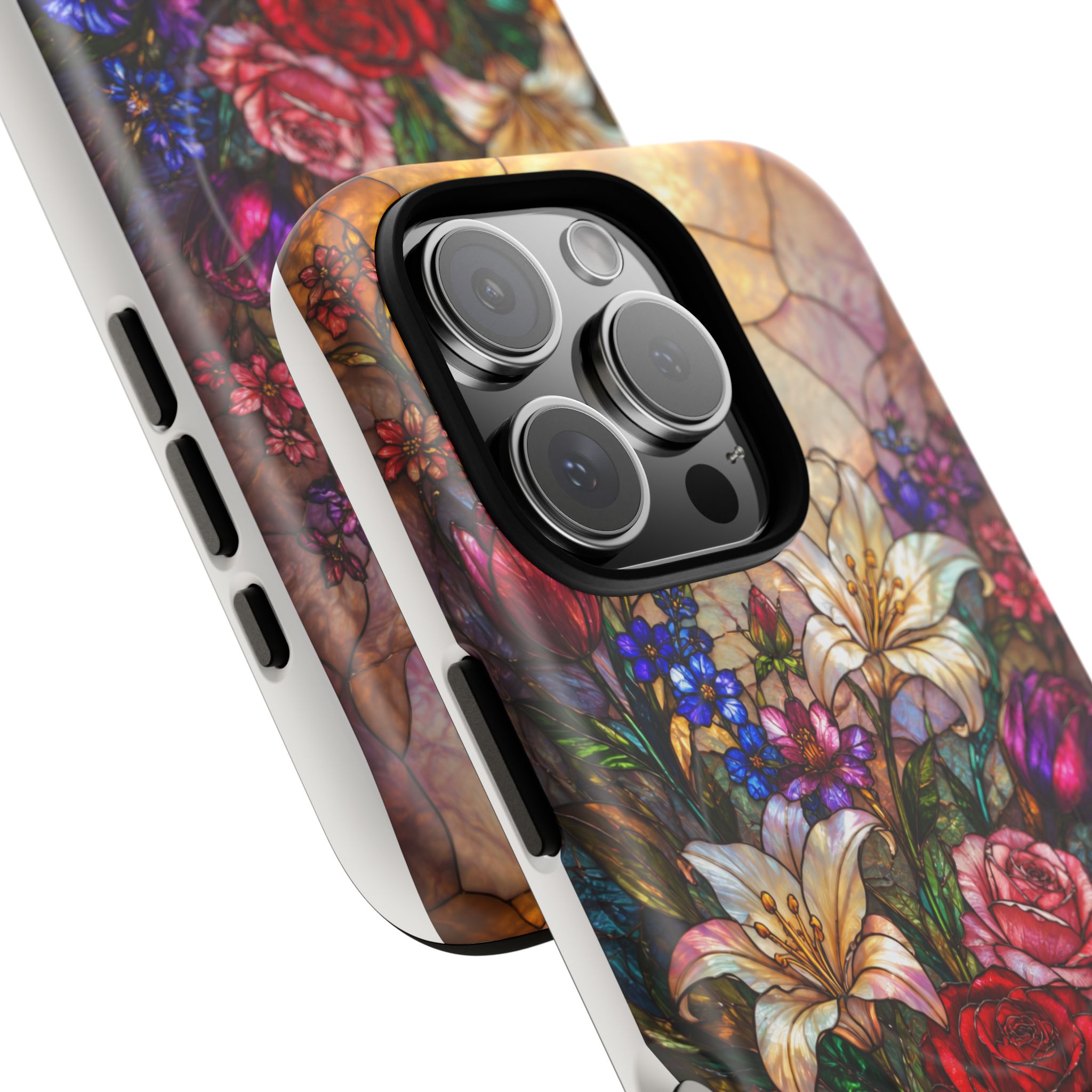 Stained Glass Garden Magnetic Tough Phone Case, Floral Roses & Lilies Case for iPhone and Samsung - Image 29