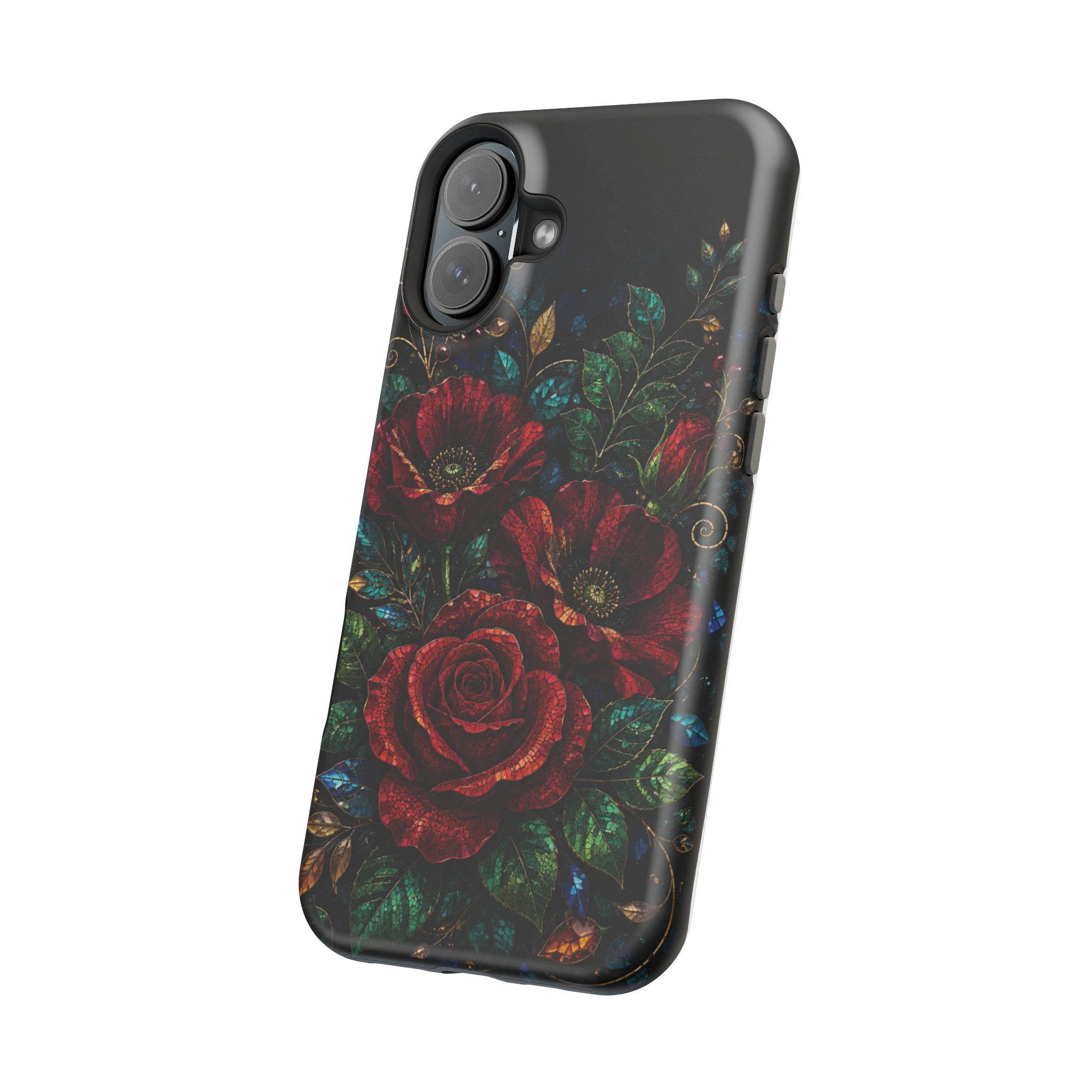 Midnight Rose Mosaic Magnetic Tough Phone Case. Gothic Floral MagSafe® Case for iPhone and Samsung - Image 82