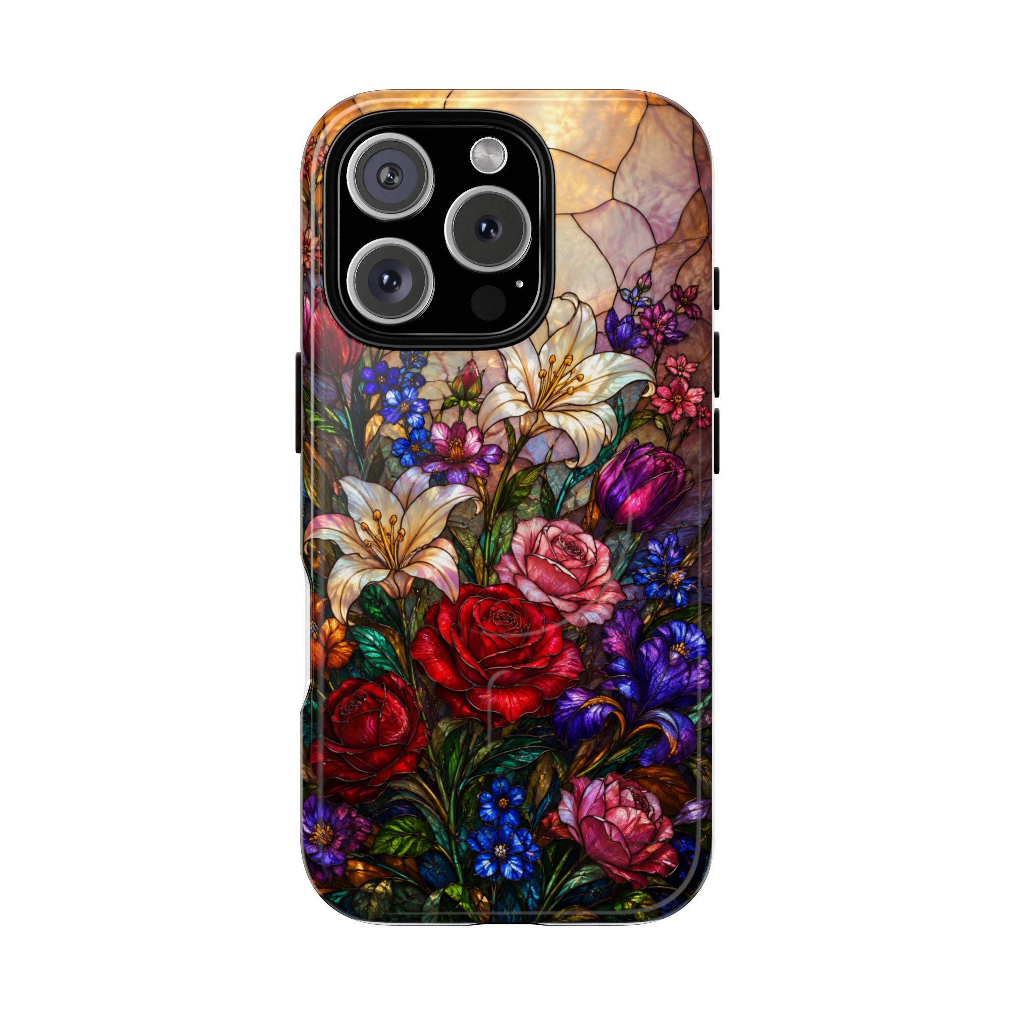 Stained Glass Garden Magnetic Tough Phone Case, Floral Roses & Lilies Case for iPhone and Samsung - Image 25