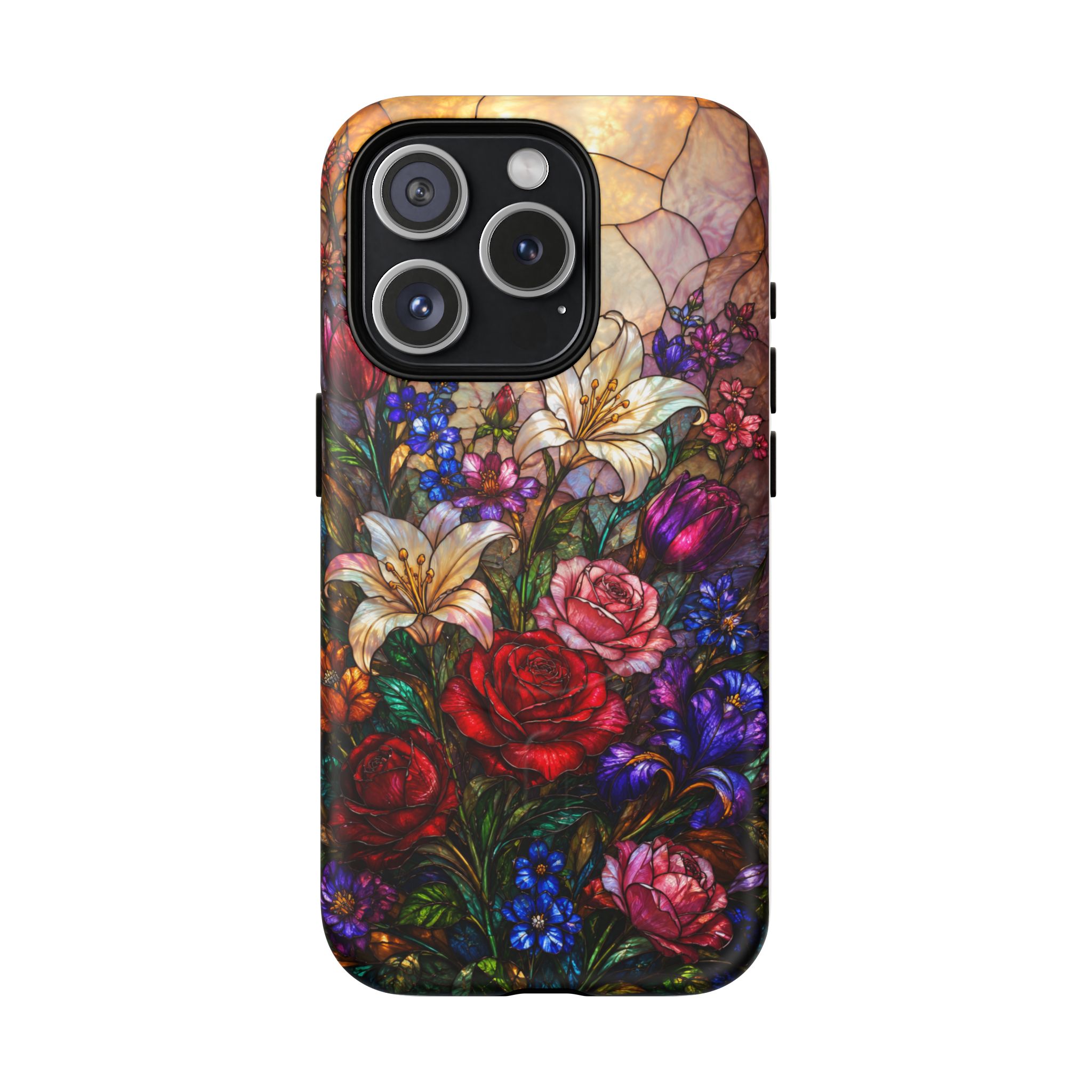 Stained Glass Garden Magnetic Tough Phone Case, Floral Roses & Lilies Case for iPhone and Samsung - Image 10