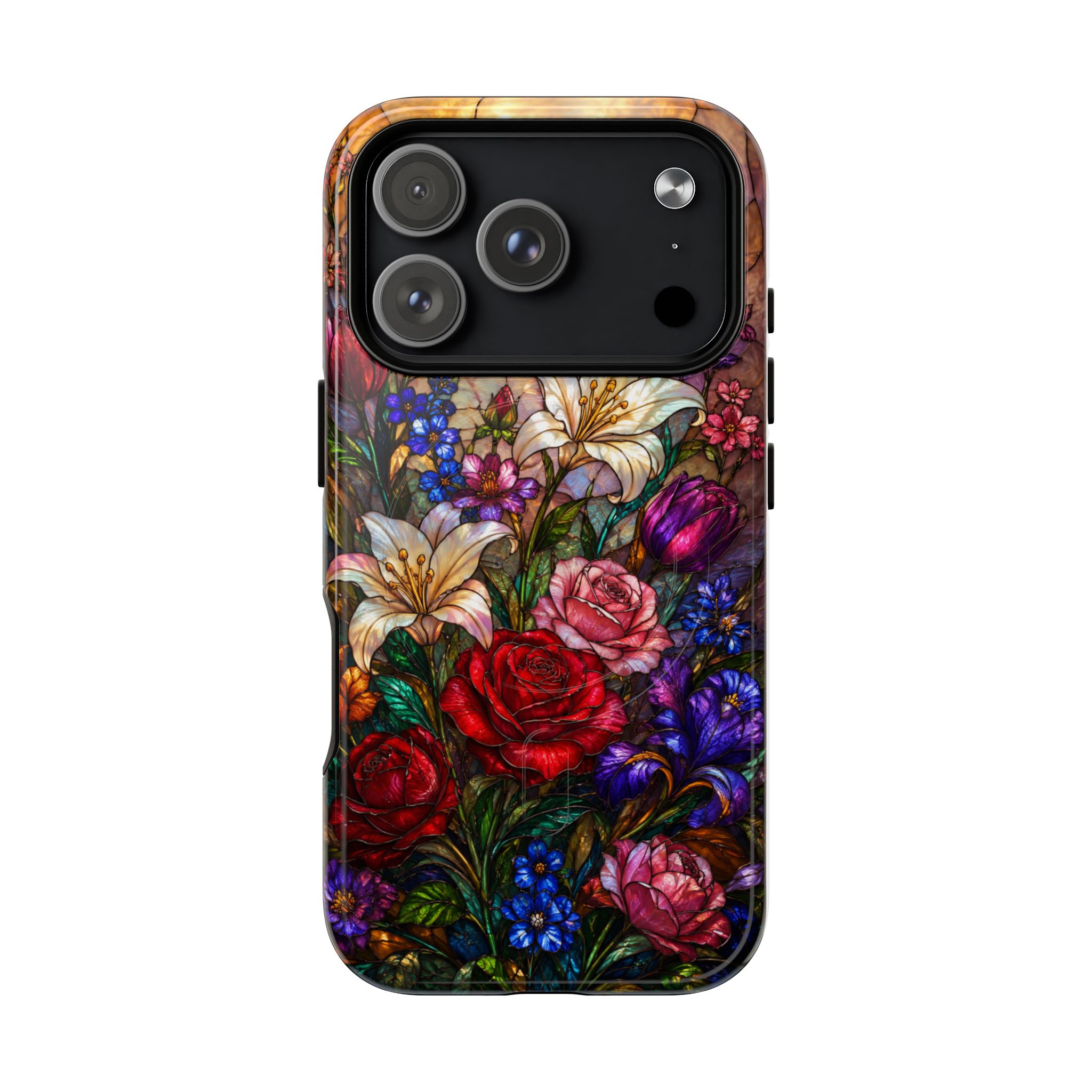Stained Glass Garden Magnetic Tough Phone Case, Floral Roses & Lilies Case for iPhone and Samsung - Image 57