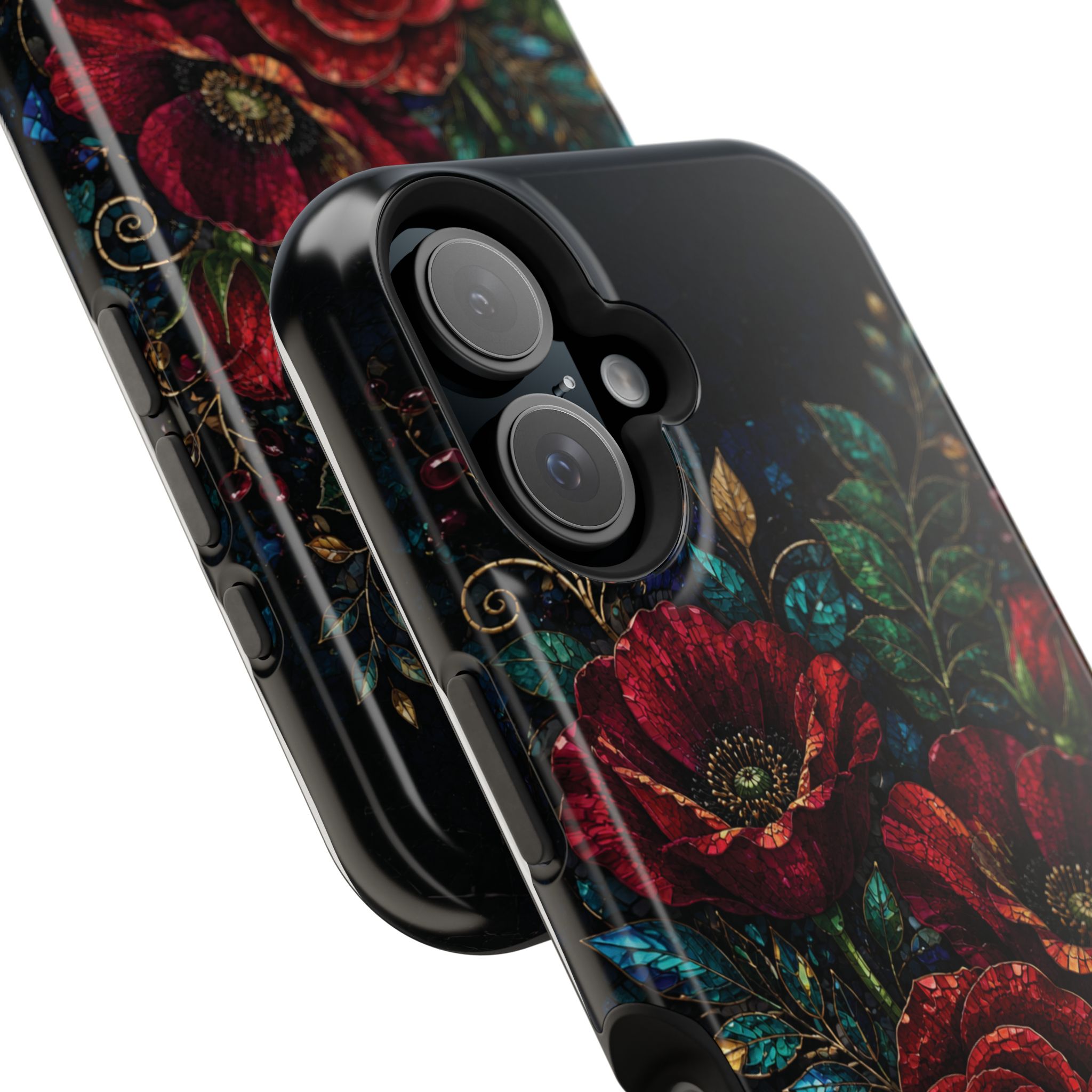 Midnight Rose Mosaic Magnetic Tough Phone Case. Gothic Floral MagSafe® Case for iPhone and Samsung - Image 71