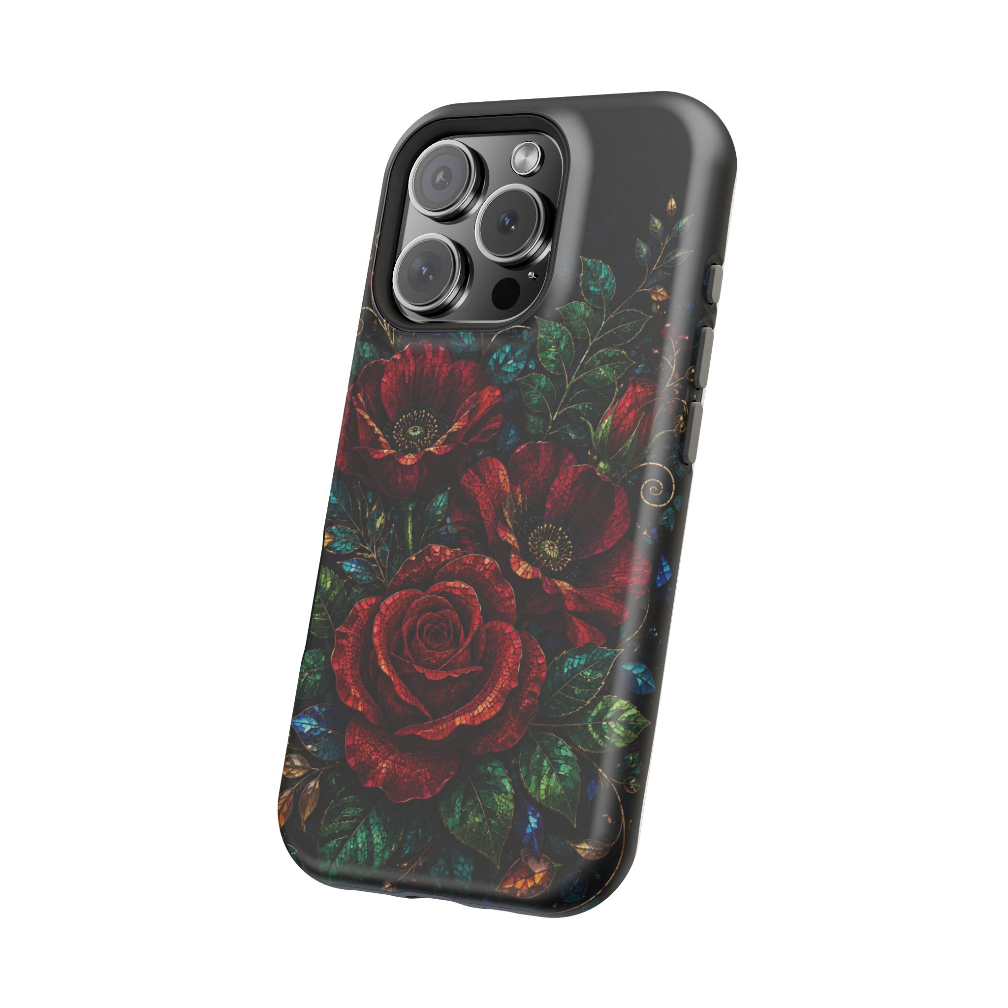 Midnight Rose Mosaic Magnetic Tough Phone Case. Gothic Floral MagSafe® Case for iPhone and Samsung - Image 90