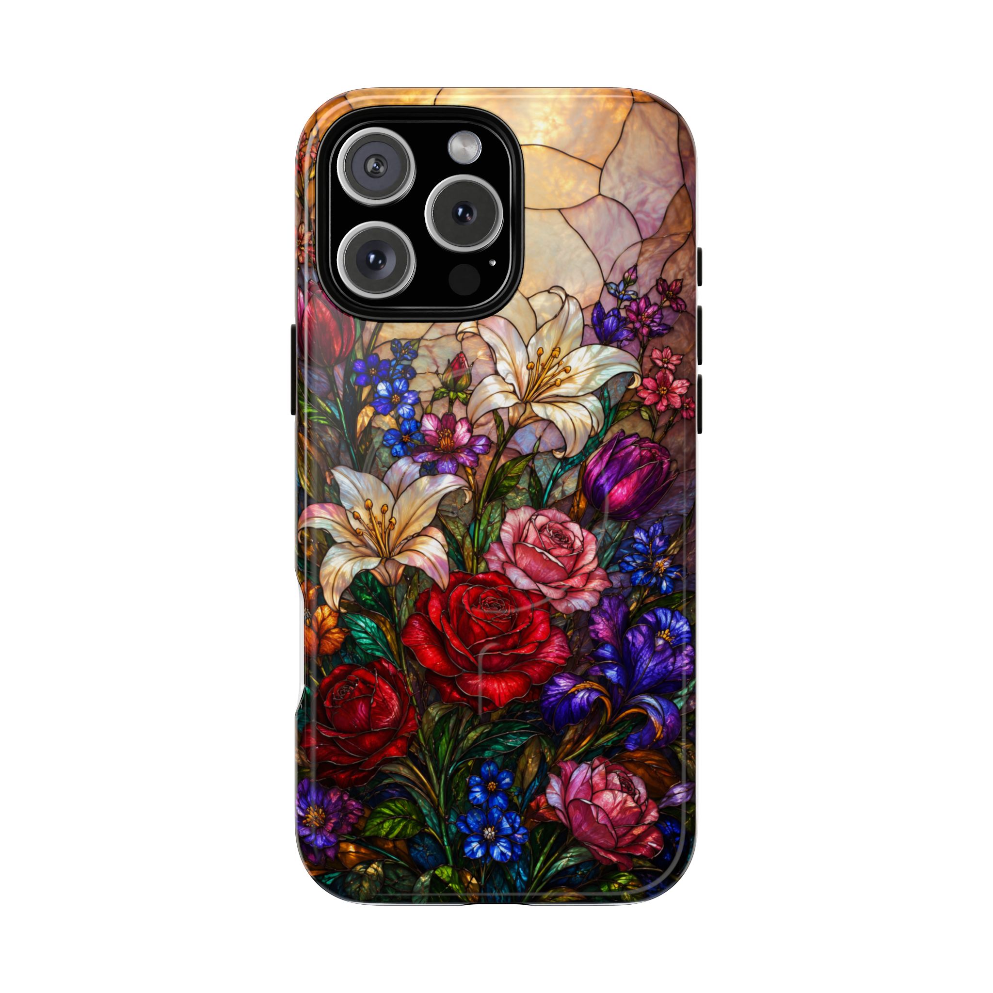 Stained Glass Garden Magnetic Tough Phone Case, Floral Roses & Lilies Case for iPhone and Samsung - Image 31