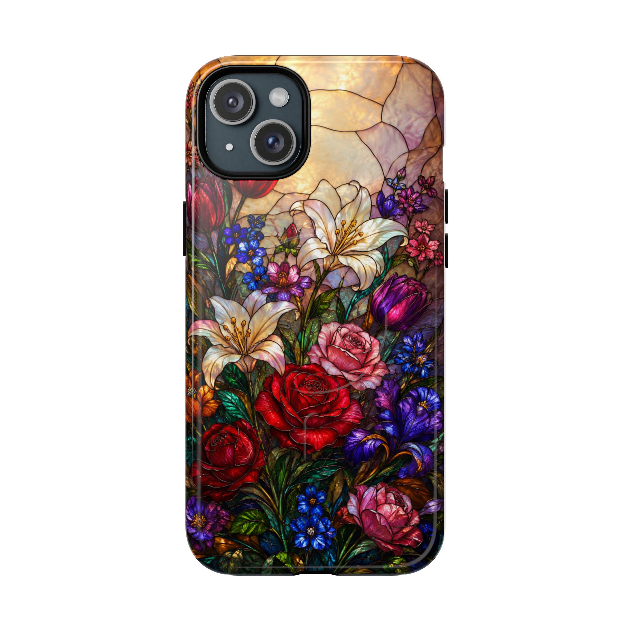 Stained Glass Garden Magnetic Tough Phone Case, Floral Roses & Lilies Case for iPhone and Samsung - Image 13