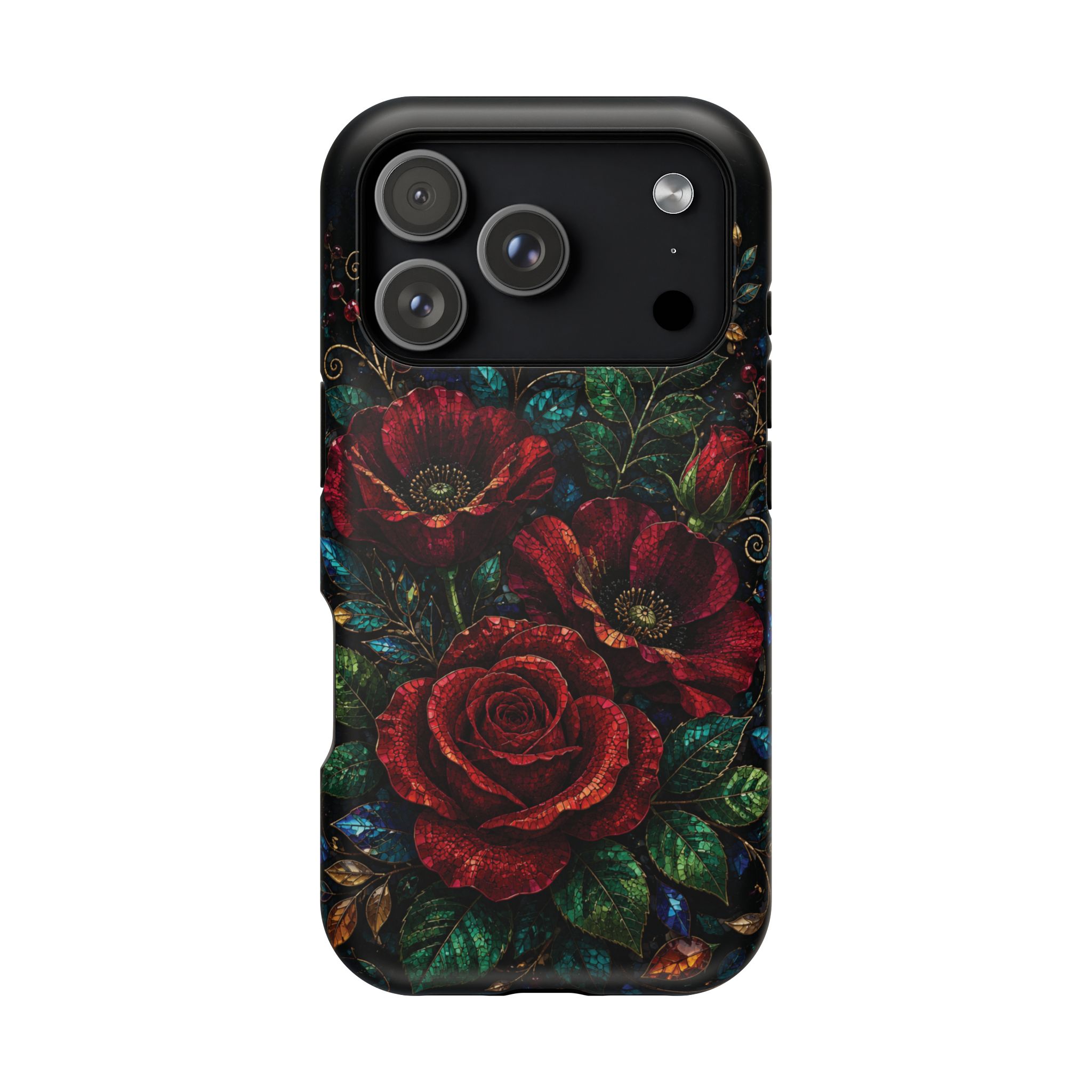 Midnight Rose Mosaic Magnetic Tough Phone Case. Gothic Floral MagSafe® Case for iPhone and Samsung - Image 104