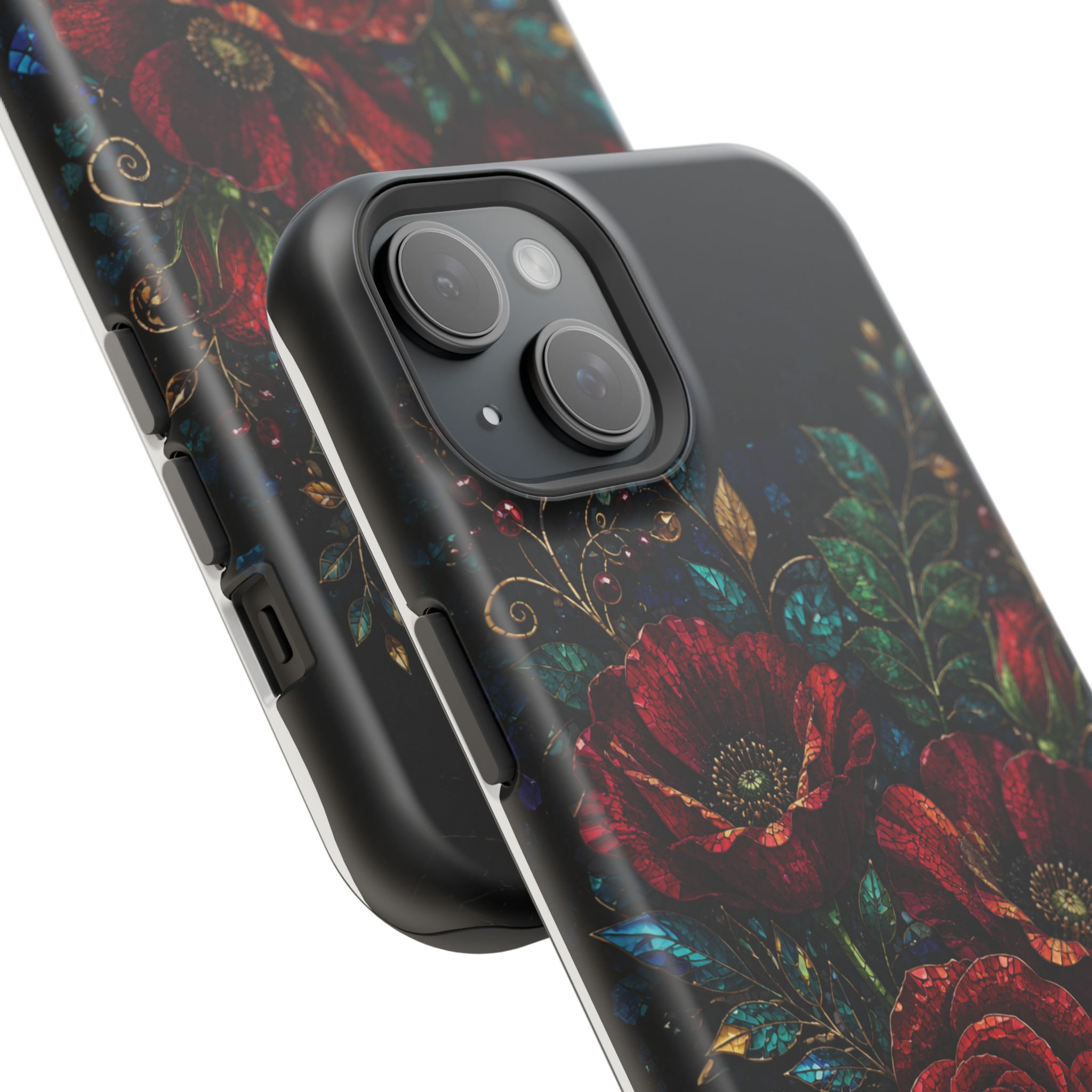 Midnight Rose Mosaic Magnetic Tough Phone Case. Gothic Floral MagSafe® Case for iPhone and Samsung - Image 58