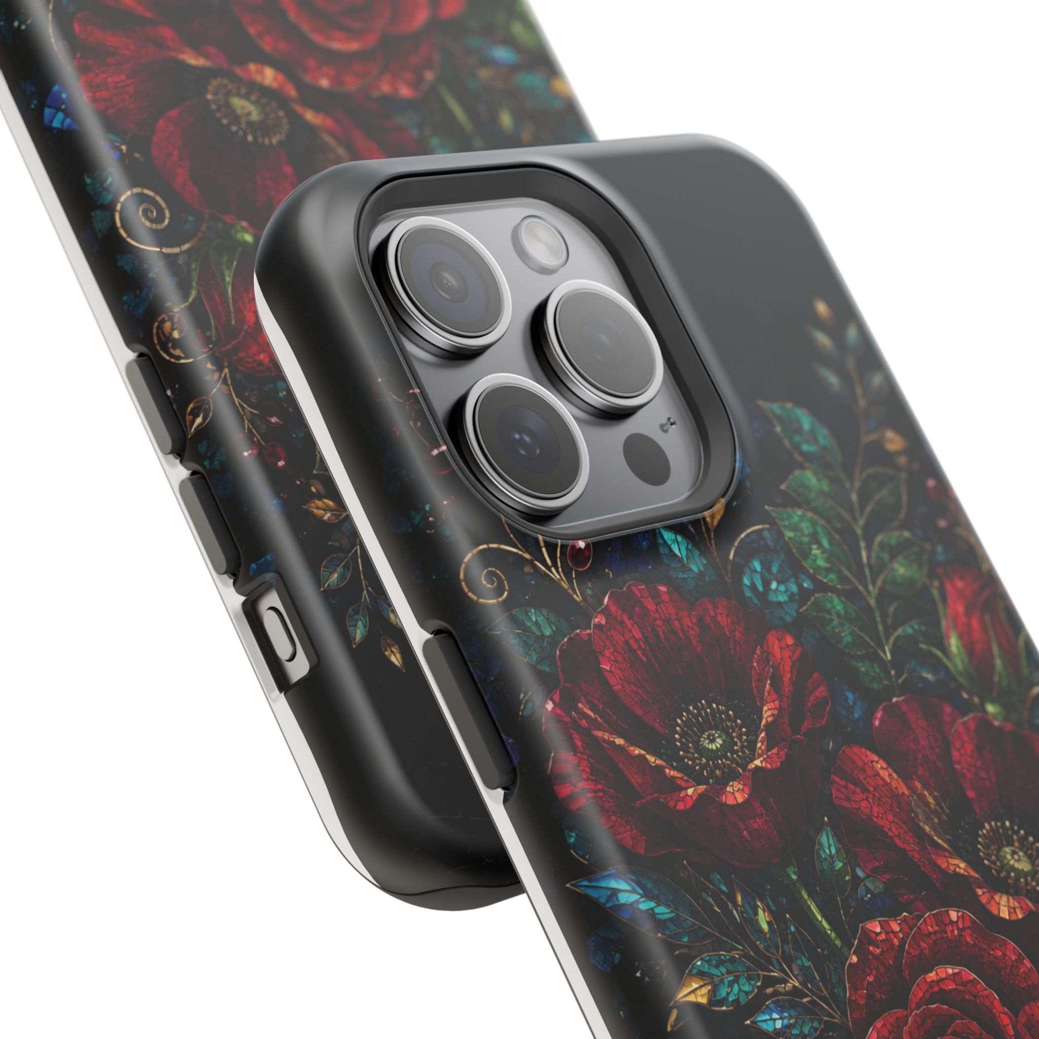 Midnight Rose Mosaic Magnetic Tough Phone Case. Gothic Floral MagSafe® Case for iPhone and Samsung - Image 66