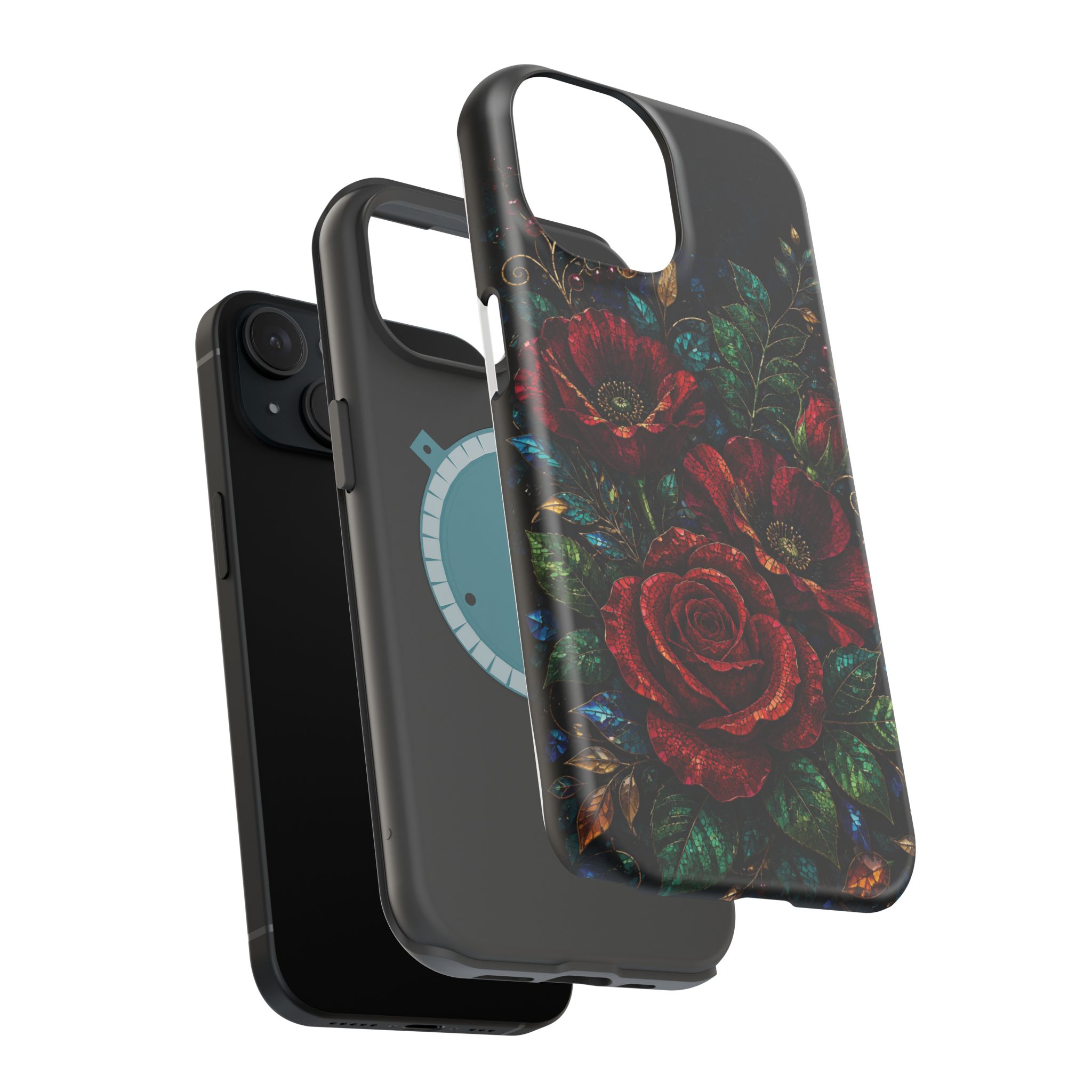 Midnight Rose Mosaic Magnetic Tough Phone Case. Gothic Floral MagSafe® Case for iPhone and Samsung - Image 44