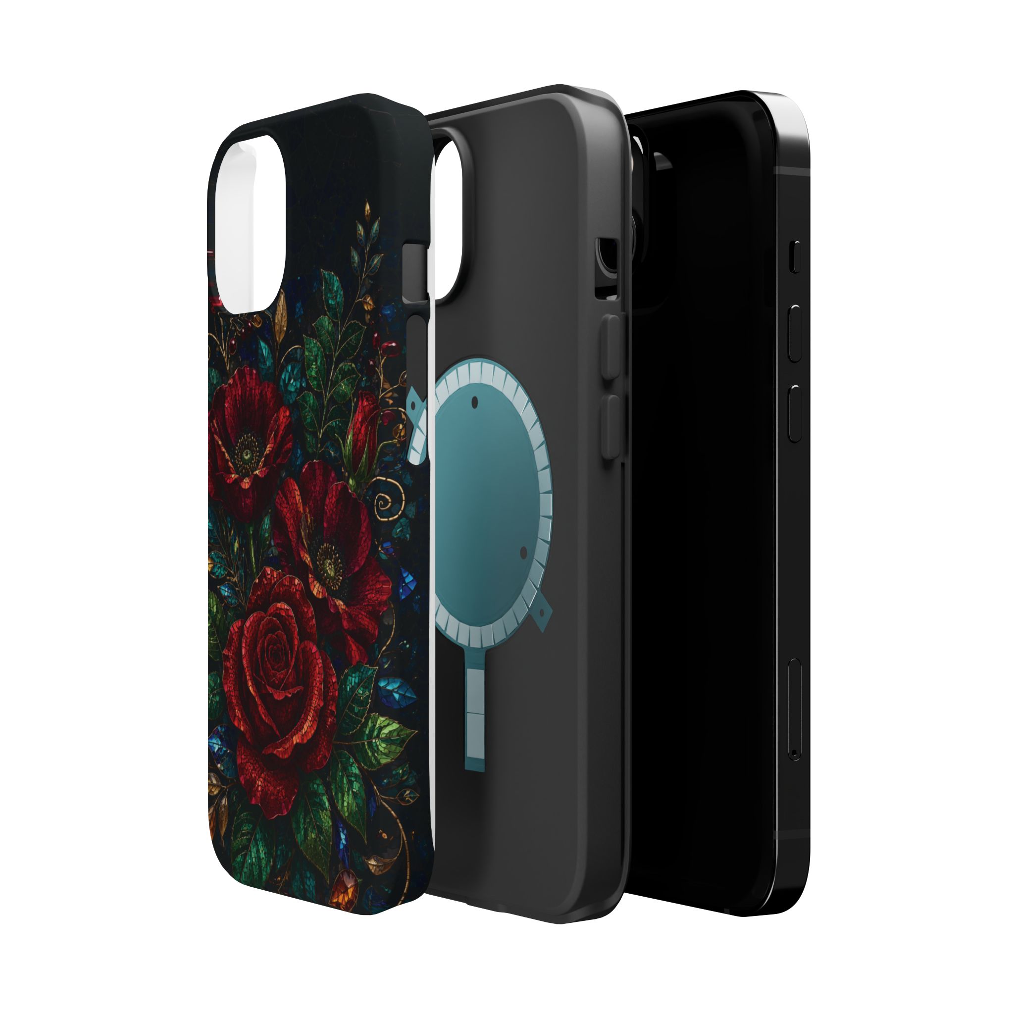 Midnight Rose Mosaic Magnetic Tough Phone Case. Gothic Floral MagSafe® Case for iPhone and Samsung - Image 10