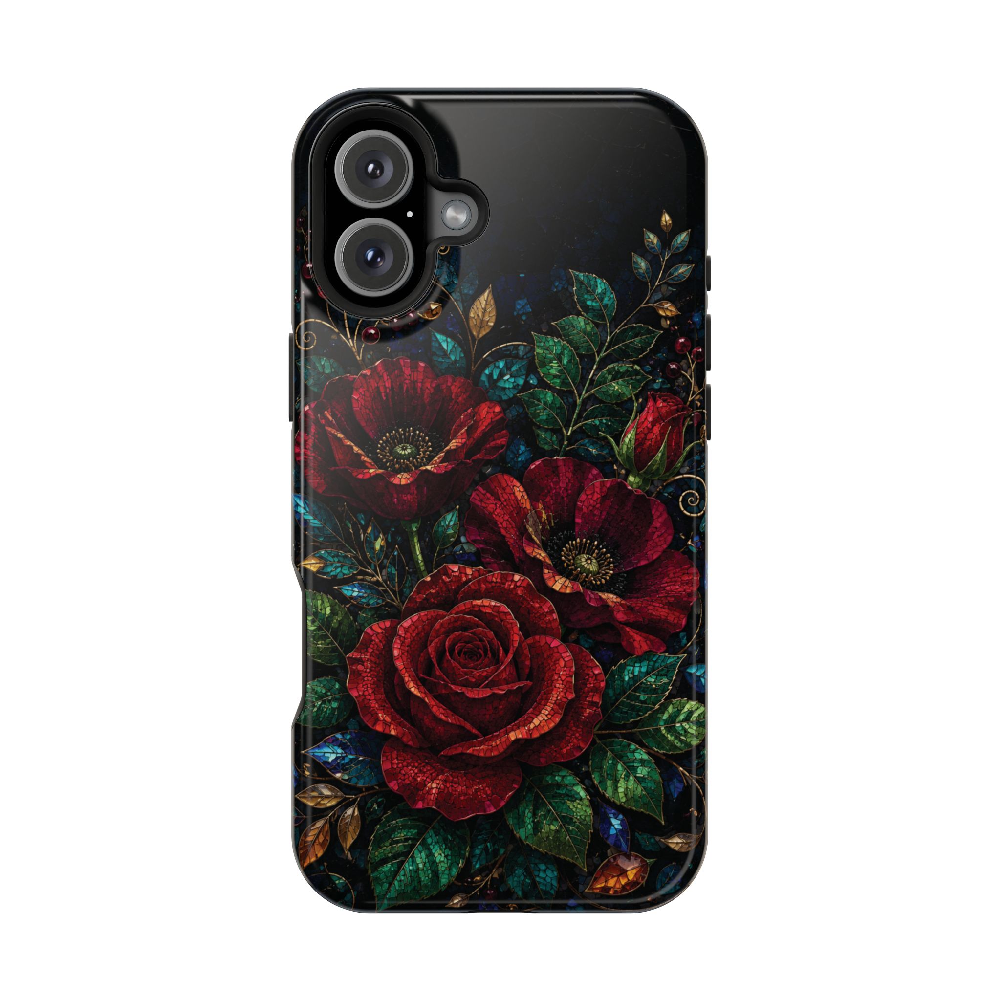 Midnight Rose Mosaic Magnetic Tough Phone Case. Gothic Floral MagSafe® Case for iPhone and Samsung - Image 77