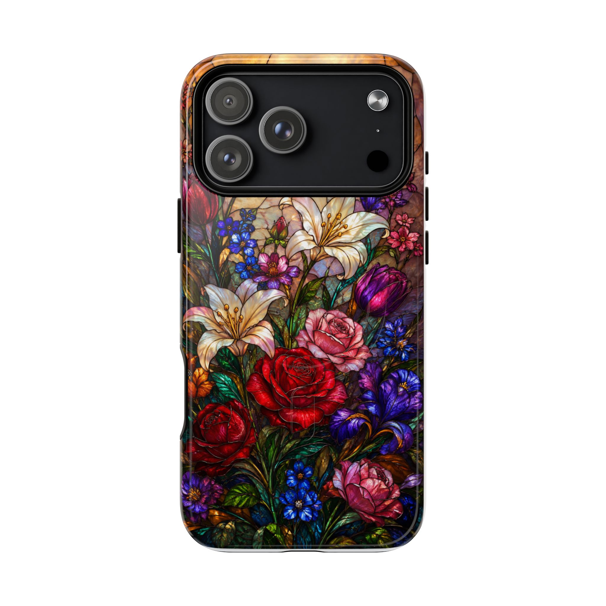 Stained Glass Garden Magnetic Tough Phone Case, Floral Roses & Lilies Case for iPhone and Samsung - Image 61