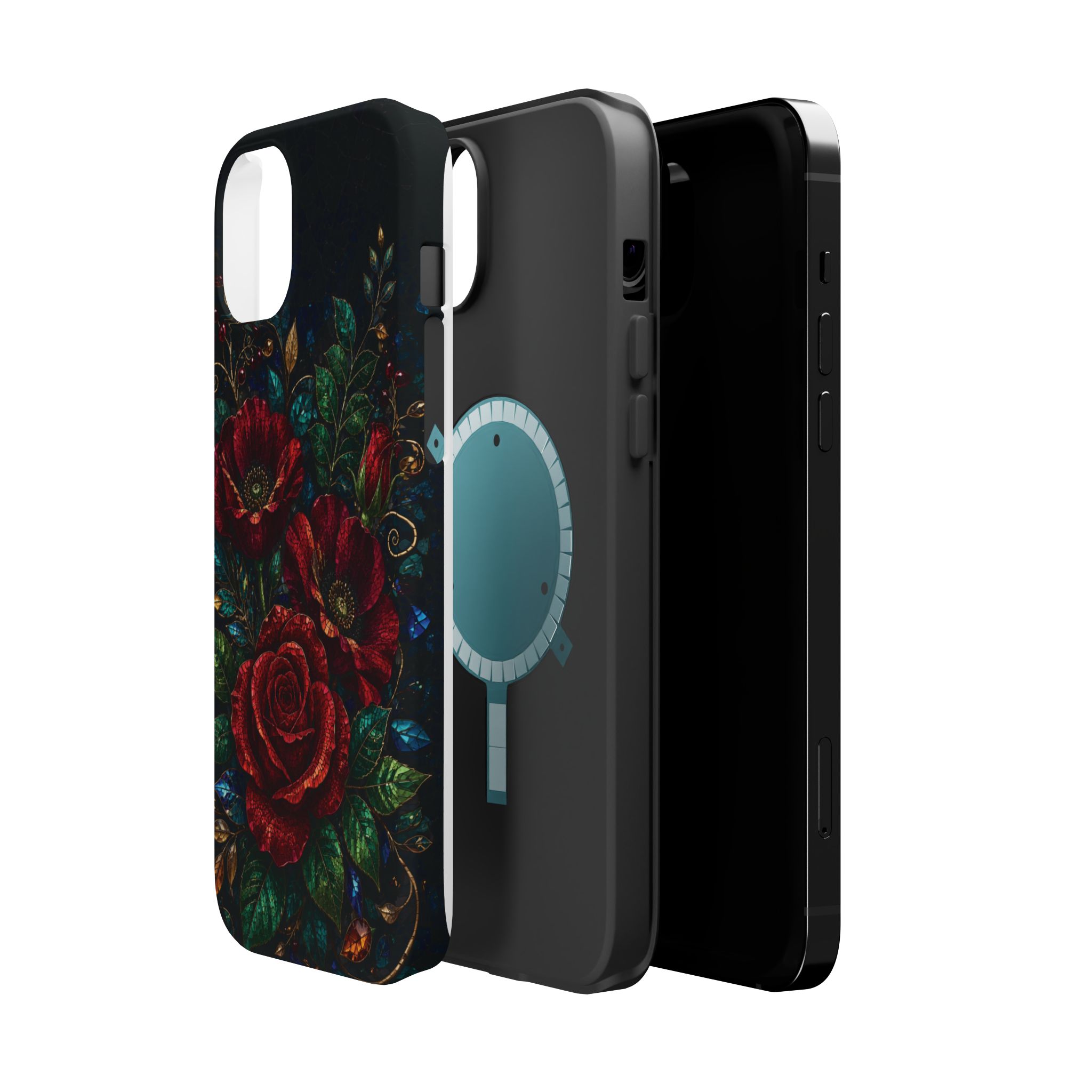 Midnight Rose Mosaic Magnetic Tough Phone Case. Gothic Floral MagSafe® Case for iPhone and Samsung - Image 26