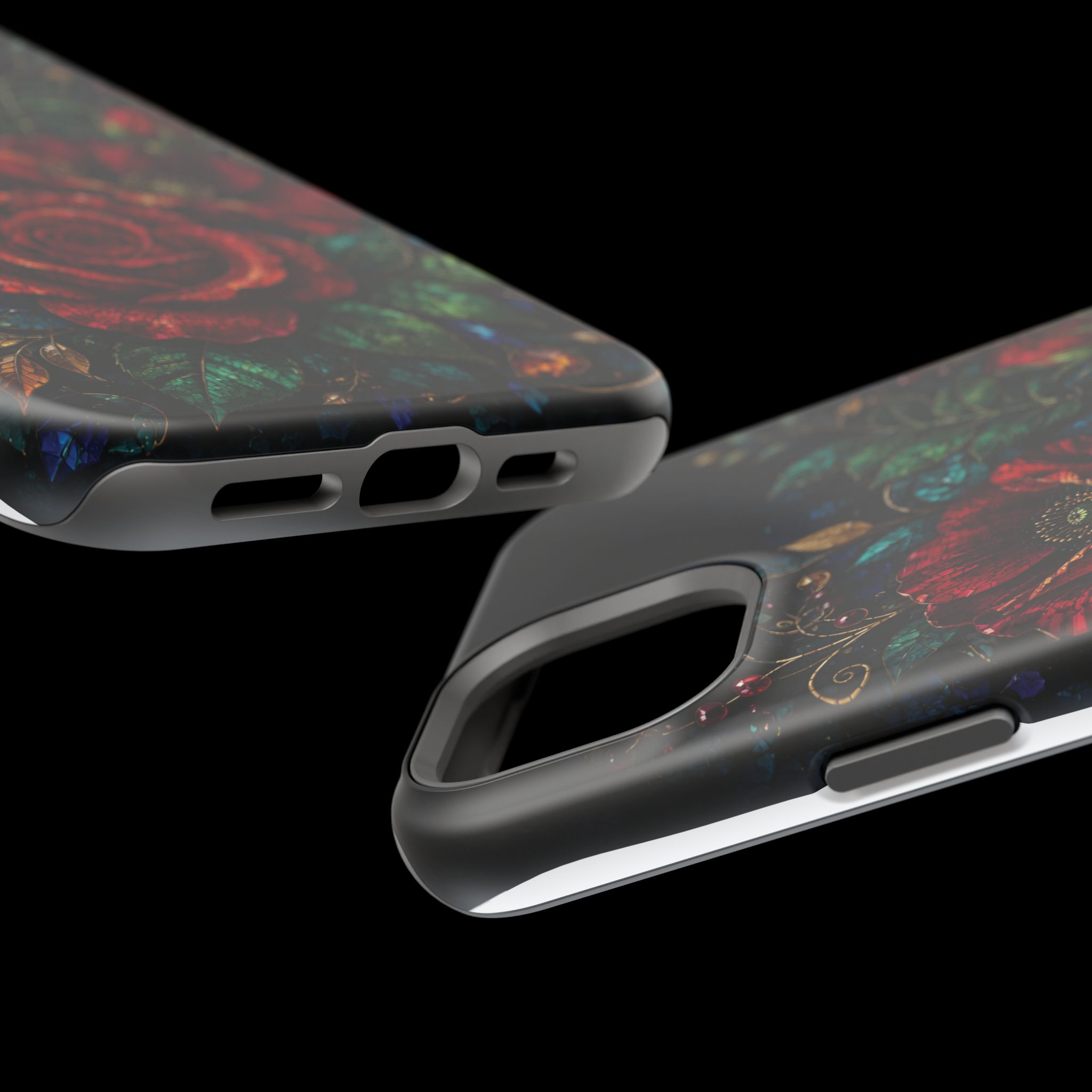 Midnight Rose Mosaic Magnetic Tough Phone Case. Gothic Floral MagSafe® Case for iPhone and Samsung - Image 59