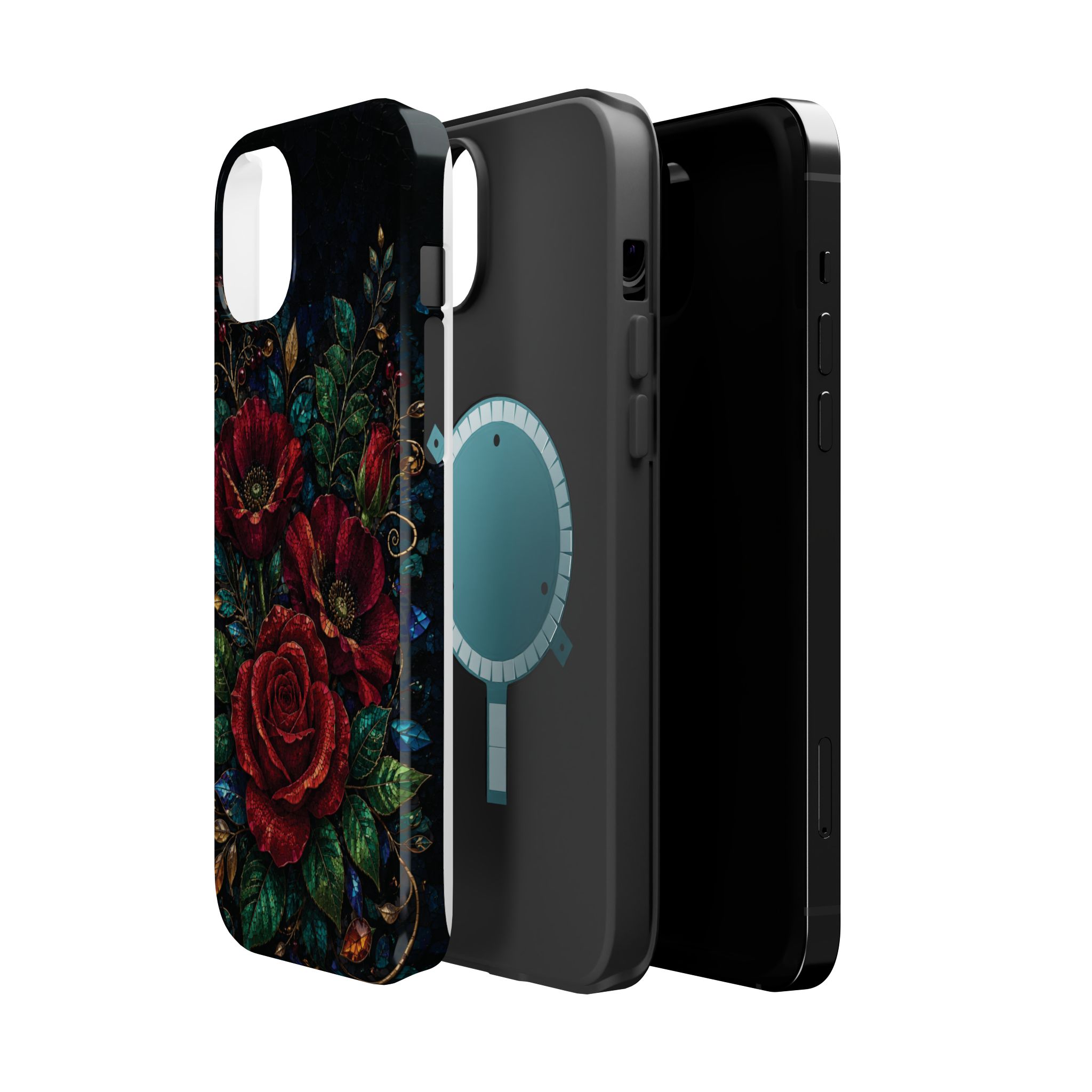 Midnight Rose Mosaic Magnetic Tough Phone Case. Gothic Floral MagSafe® Case for iPhone and Samsung - Image 22
