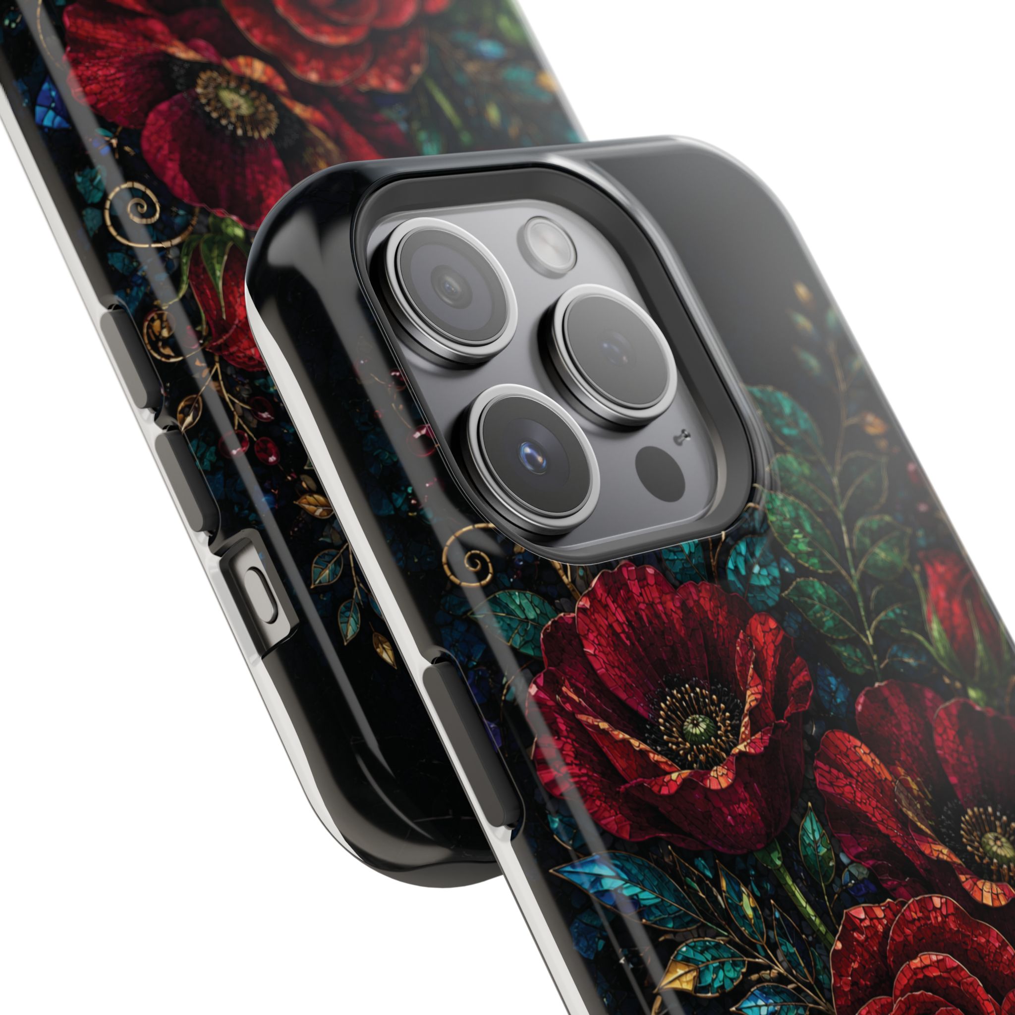Midnight Rose Mosaic Magnetic Tough Phone Case. Gothic Floral MagSafe® Case for iPhone and Samsung - Image 46