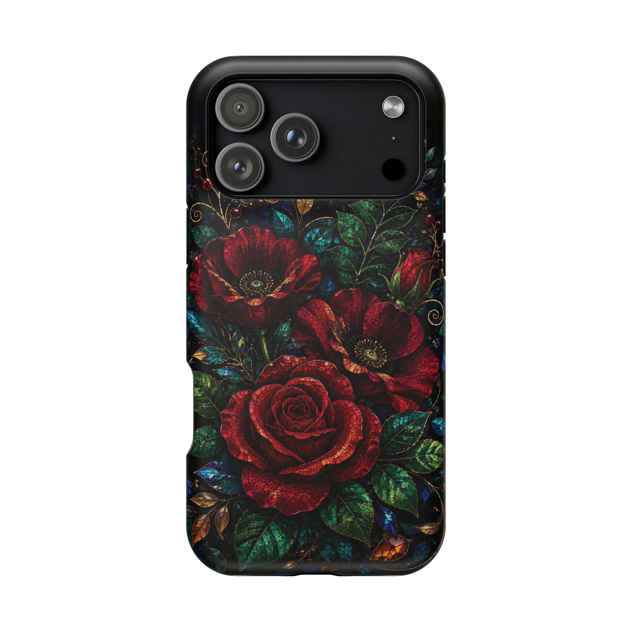 Midnight Rose Mosaic Magnetic Tough Phone Case. Gothic Floral MagSafe® Case for iPhone and Samsung - Image 106