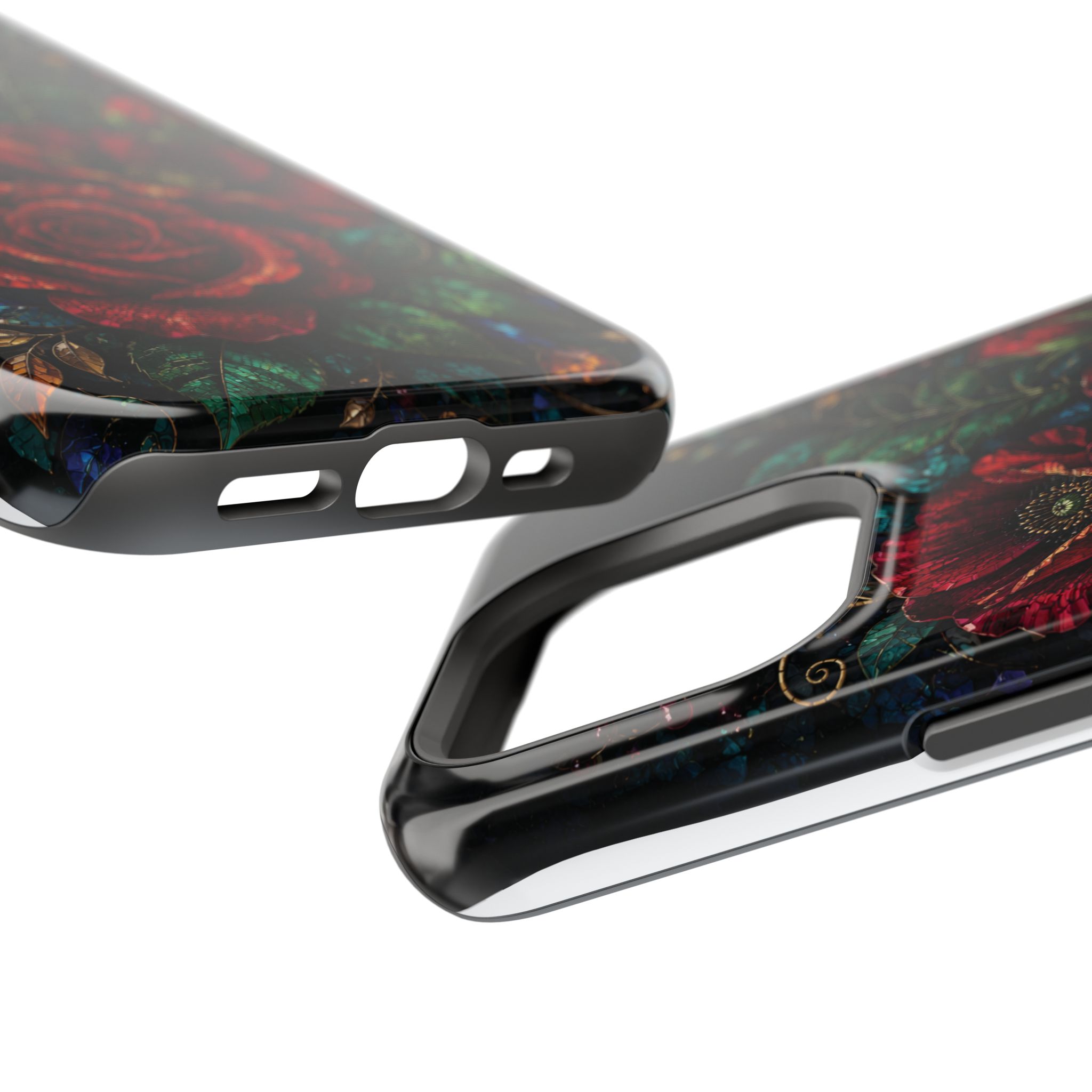 Midnight Rose Mosaic Magnetic Tough Phone Case. Gothic Floral MagSafe® Case for iPhone and Samsung - Image 47