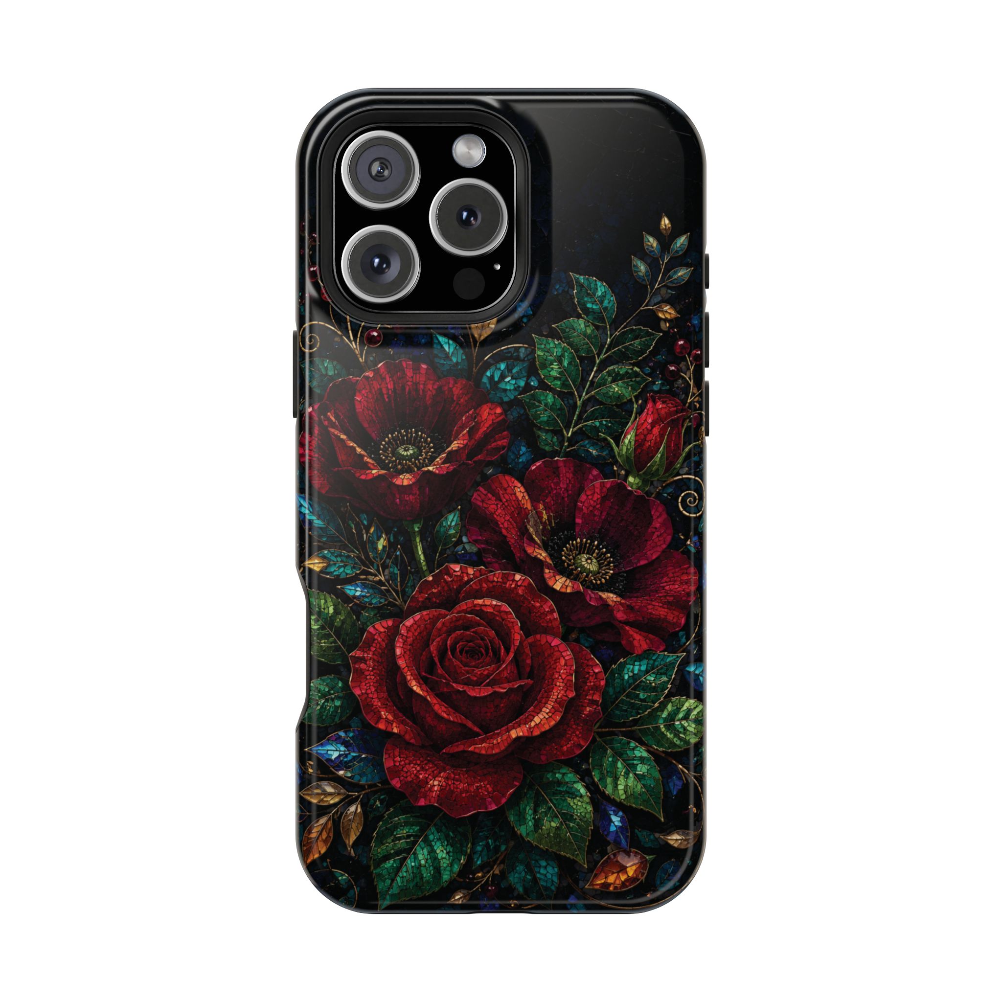 Midnight Rose Mosaic Magnetic Tough Phone Case. Gothic Floral MagSafe® Case for iPhone and Samsung - Image 93
