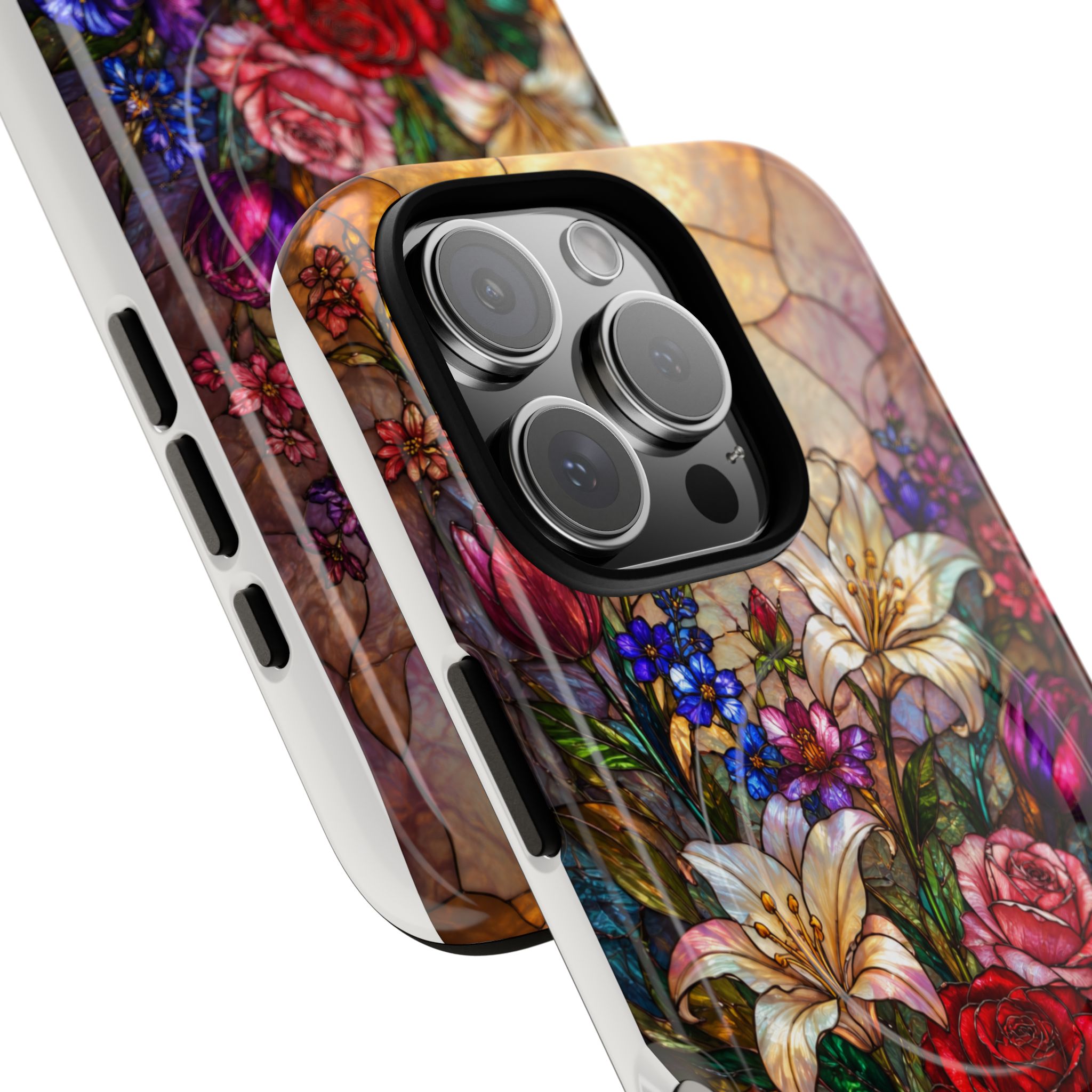 Stained Glass Garden Magnetic Tough Phone Case, Floral Roses & Lilies Case for iPhone and Samsung - Image 26